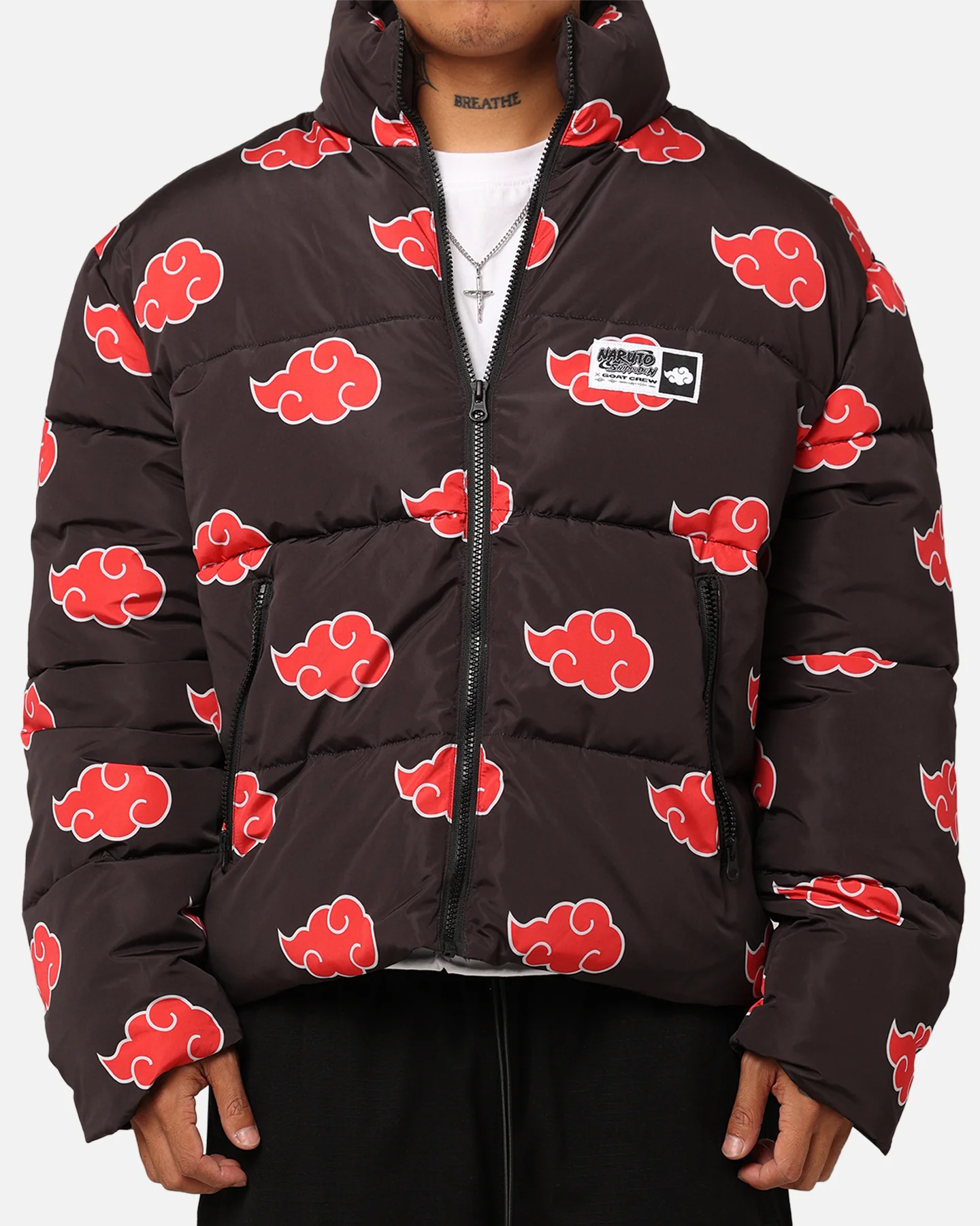 73Studio X Naruto Akatsuki Puffer Jacket Black - Image 3