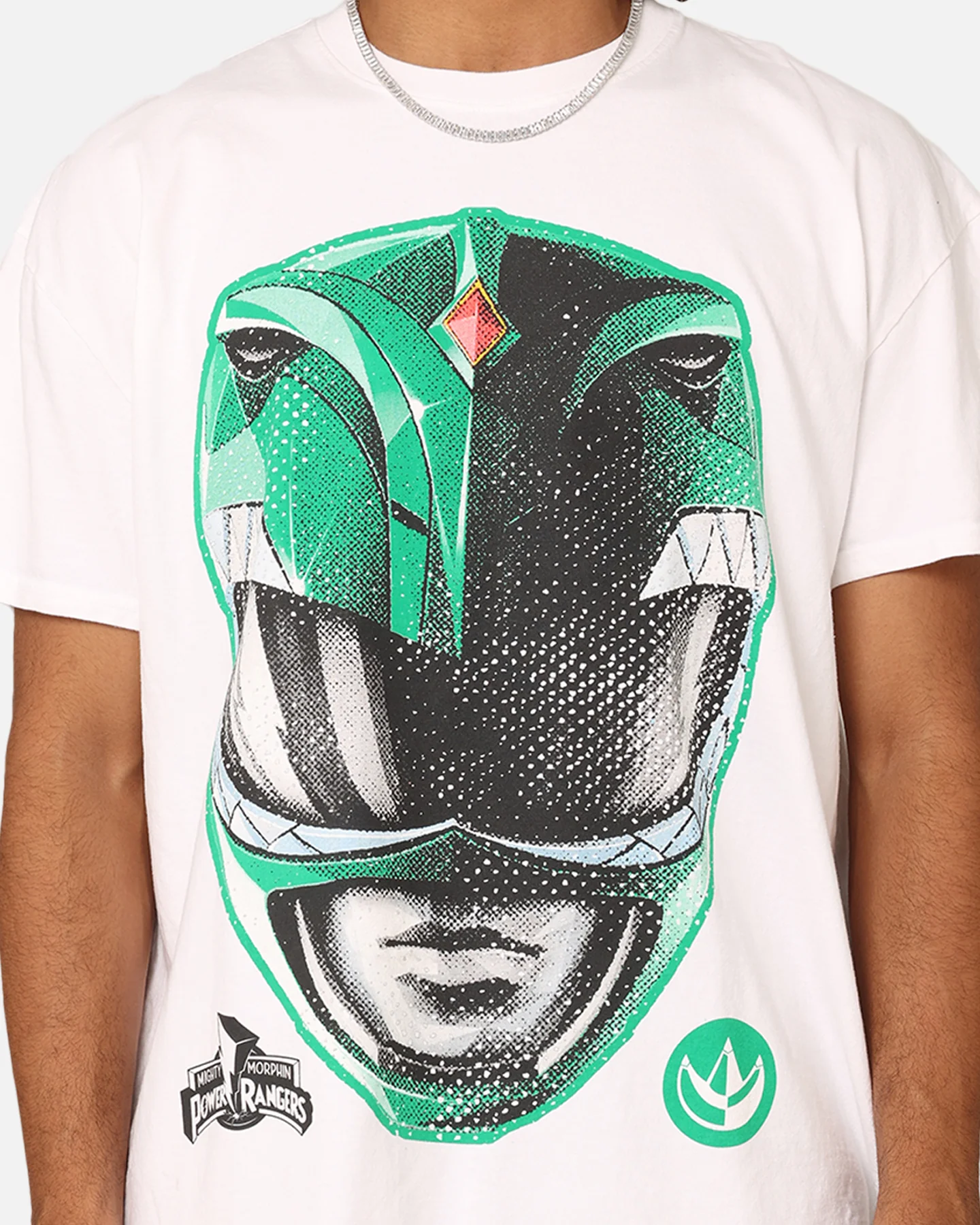 73Studio X Power Rangers Green Ranger Big Head Heavyweight T-Shirt White - Image 3
