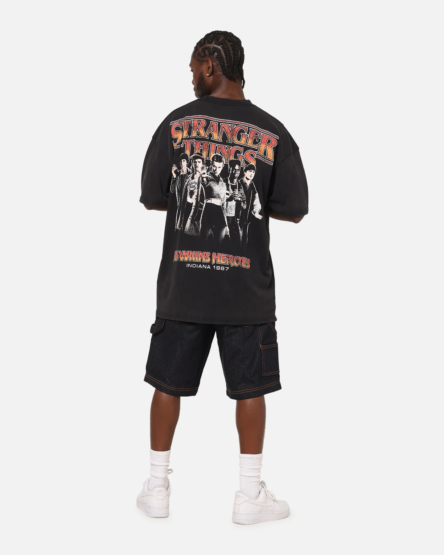 73Studio X Stranger Things Hawkins Heroes T-Shirt Black Acidwash - Image 3