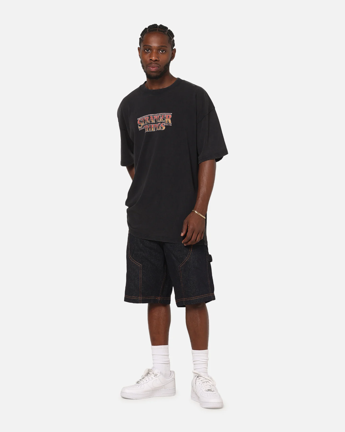 73Studio X Stranger Things Hawkins Heroes T-Shirt Black Acidwash - Image 4
