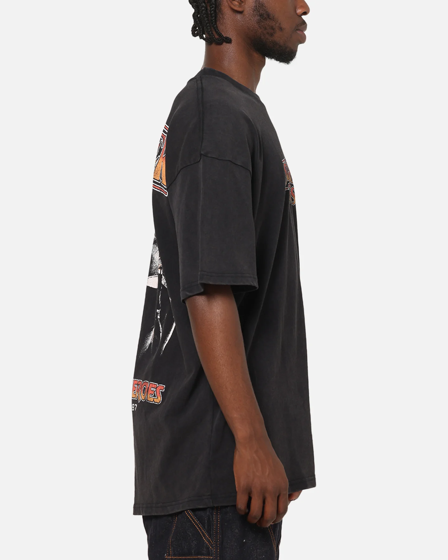 73Studio X Stranger Things Hawkins Heroes T-Shirt Black Acidwash - Image 5