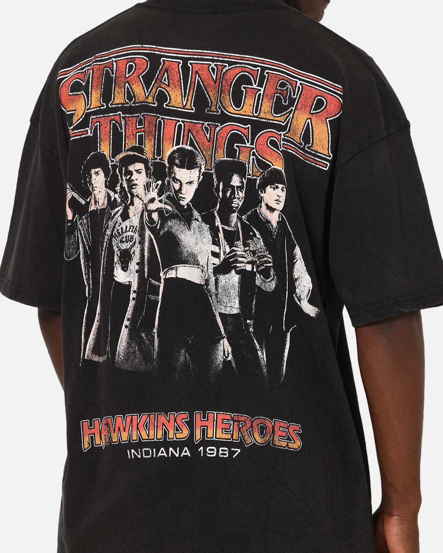 73Studio X Stranger Things Hawkins Heroes T-Shirt Black Acidwash - Image 7