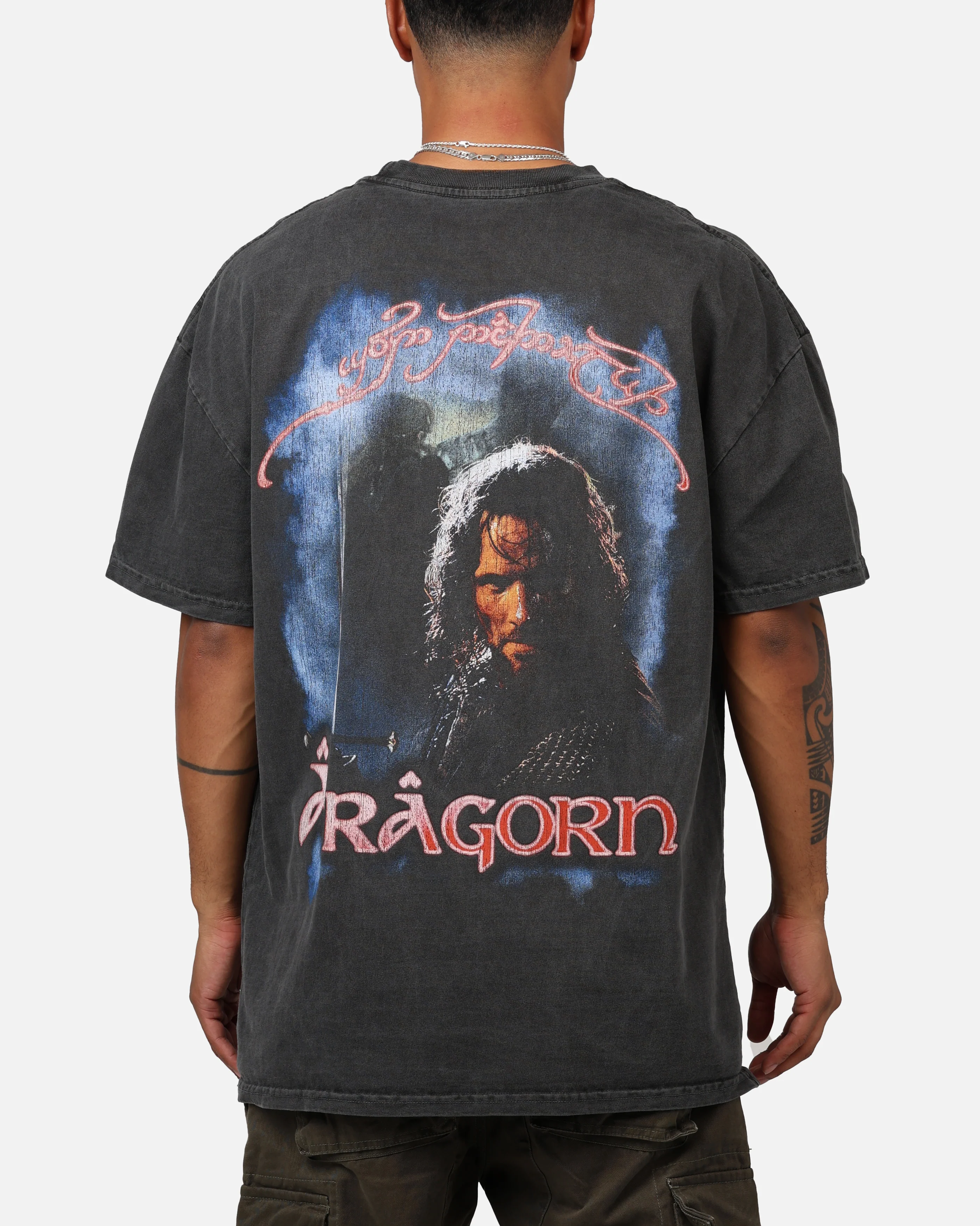73Studio X The Lord Of The Rings Aragorn Heavyweight Vintage T-Shirt Black Wash - Image 2