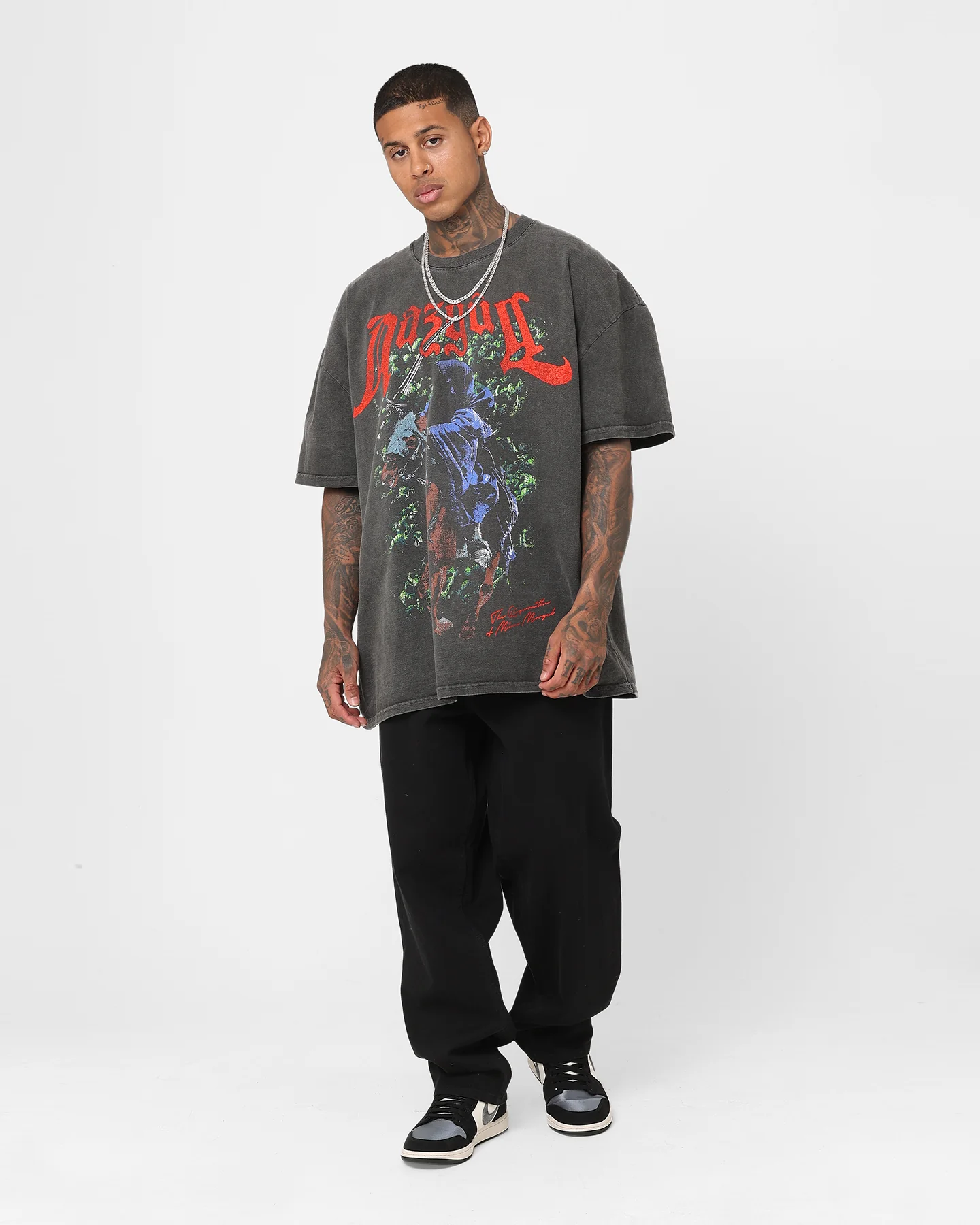 73Studio X The Lord Of The Rings Nazgul Heavyweight Vintage T-Shirt Black Wash - Image 3