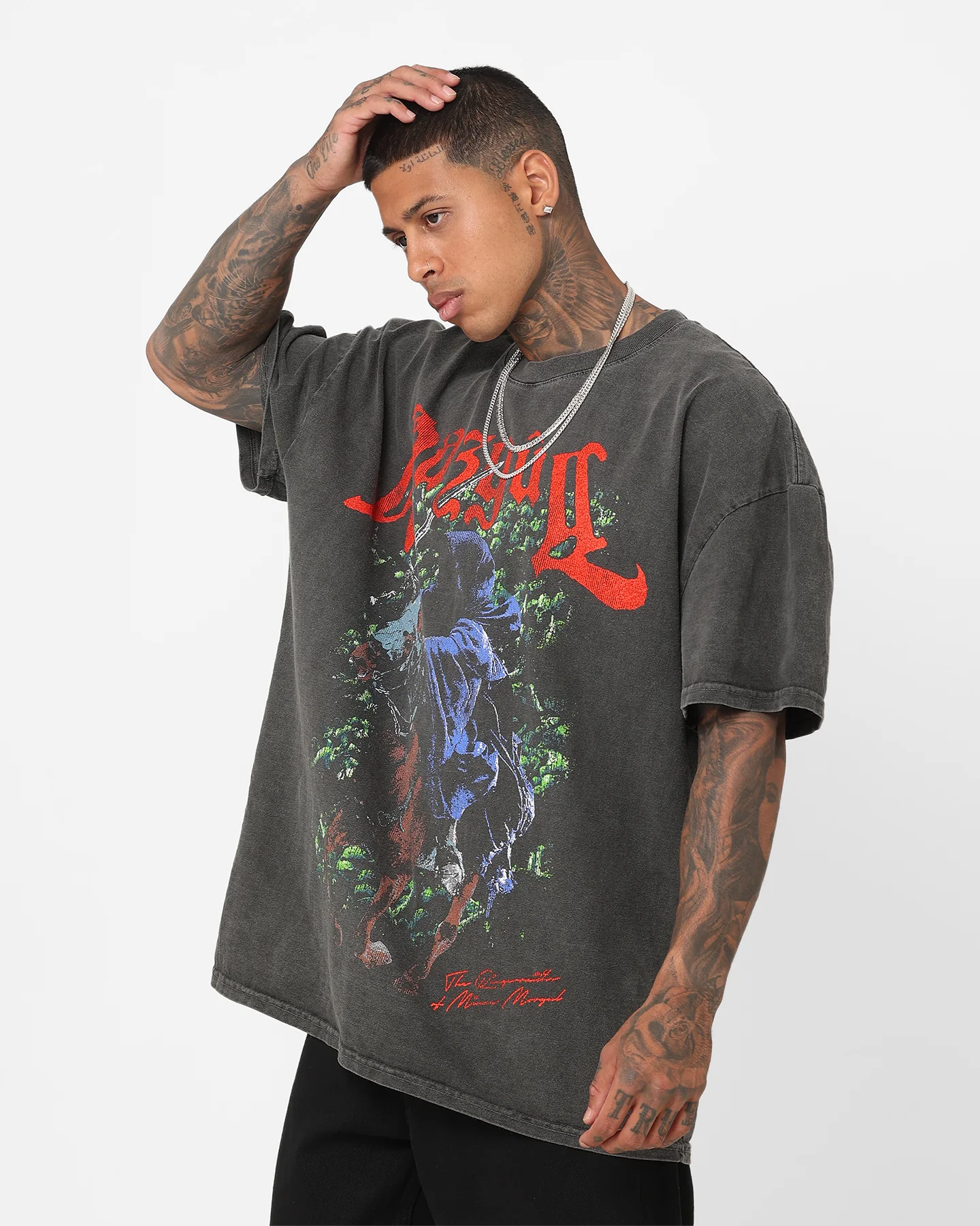 73Studio X The Lord Of The Rings Nazgul Heavyweight Vintage T-Shirt Black Wash - Image 7