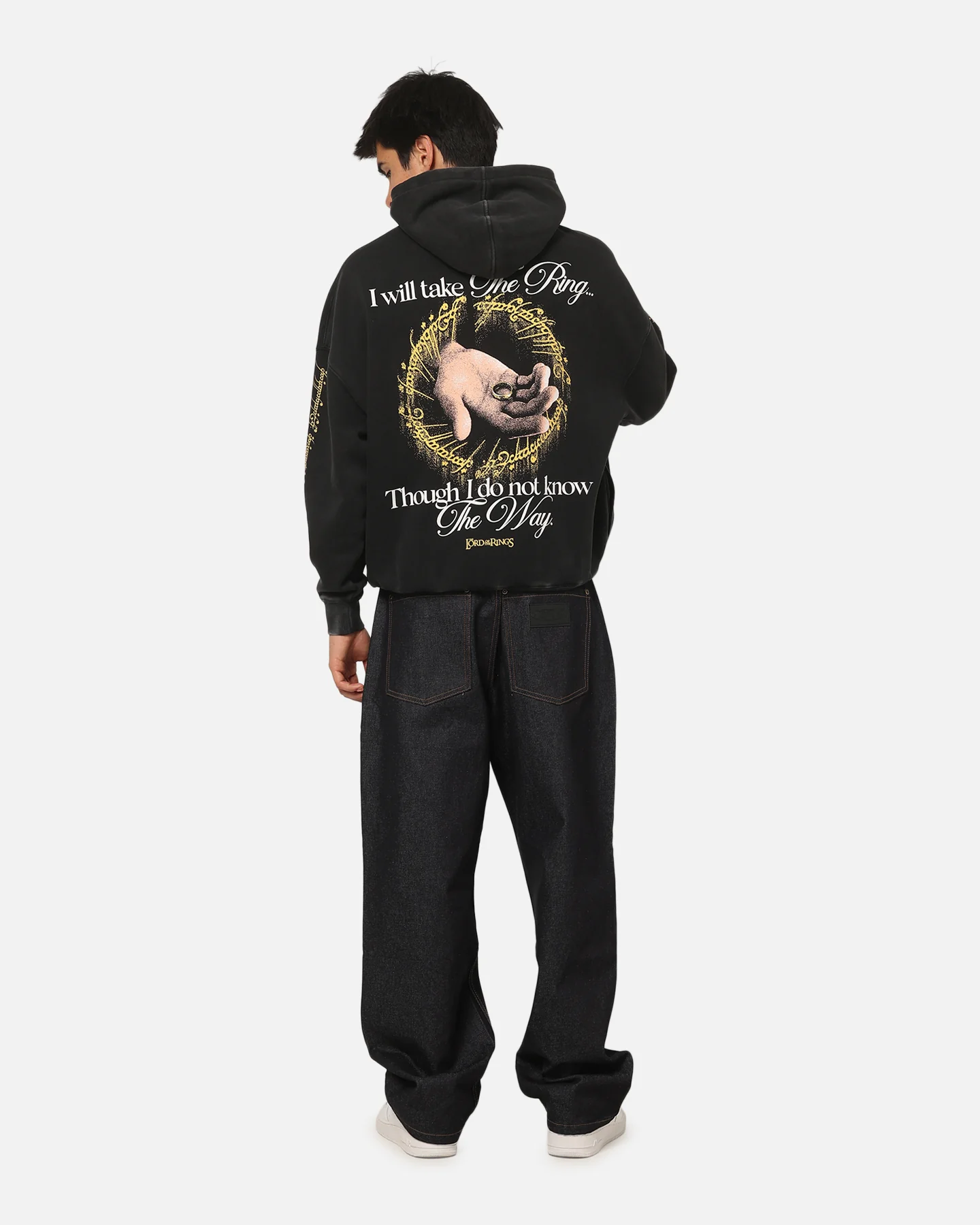 73Studio X The Lord Of The Rings The Ring Hoodie Black Acidwash - Image 4