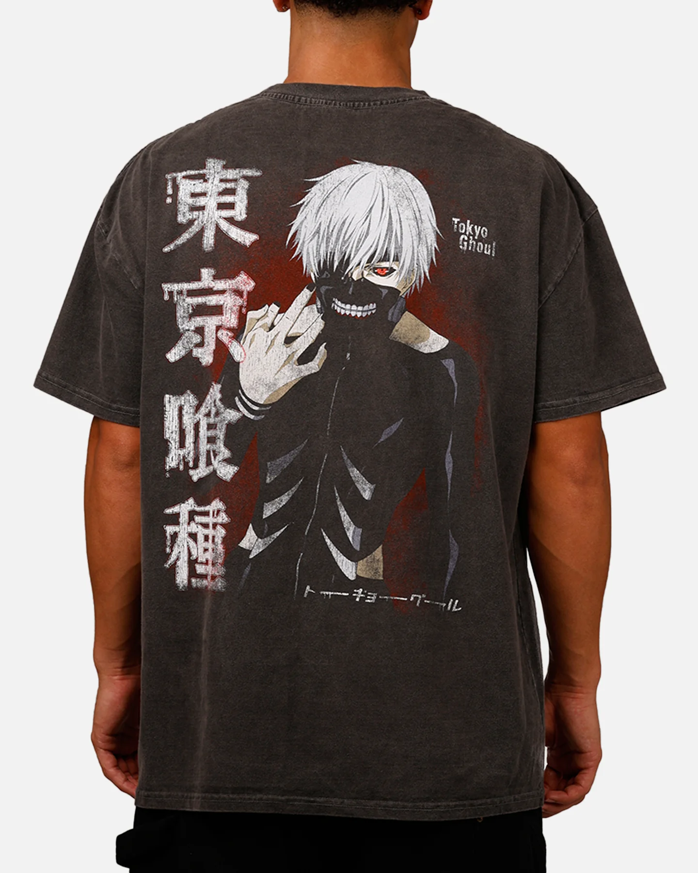73Studio X Tokyo Ghoul Kaneki Vintage T-Shirt Black Acidwash - Image 2