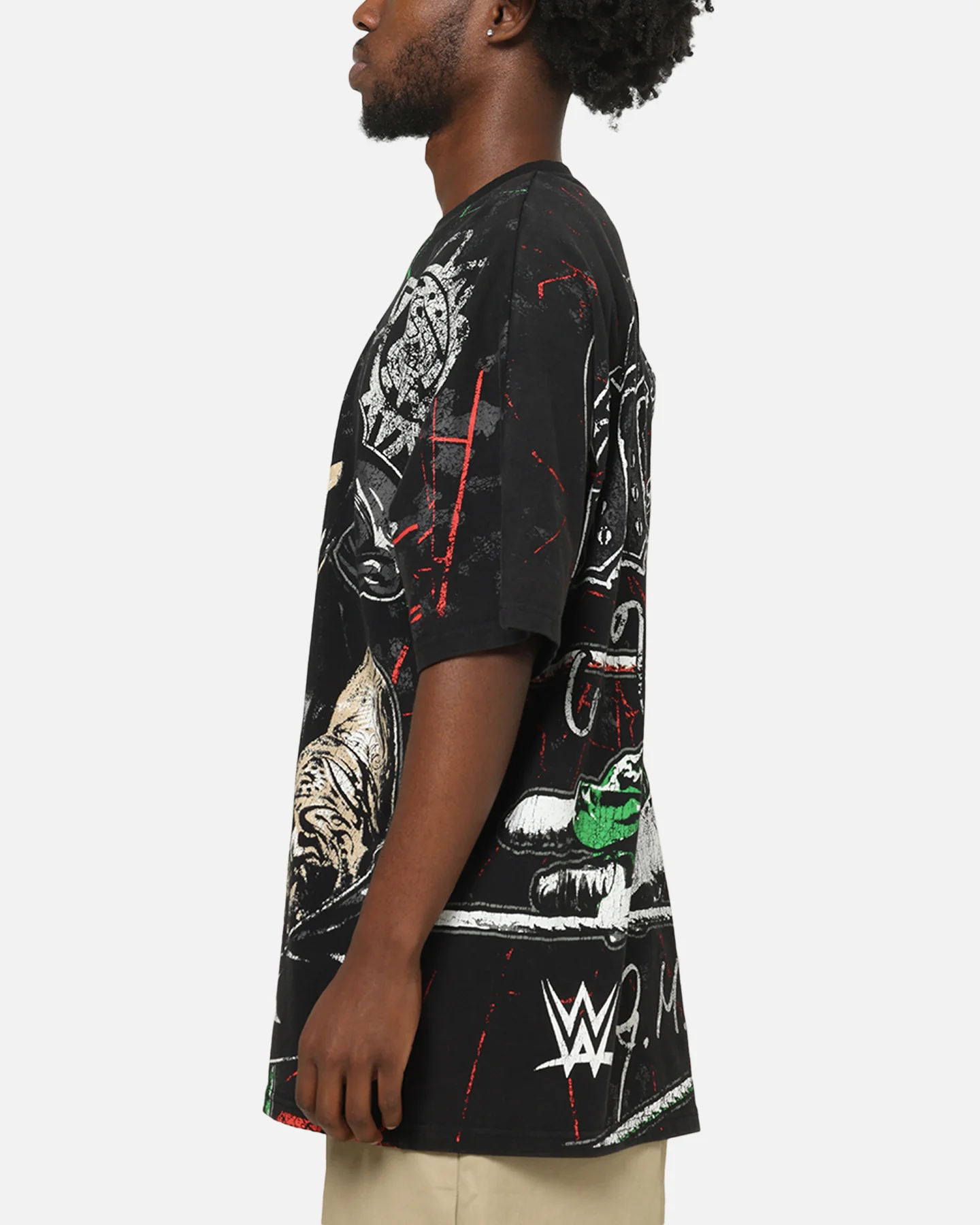 73Studio X WWE 619 All Over Print T-Shirt Black Wash - Image 6