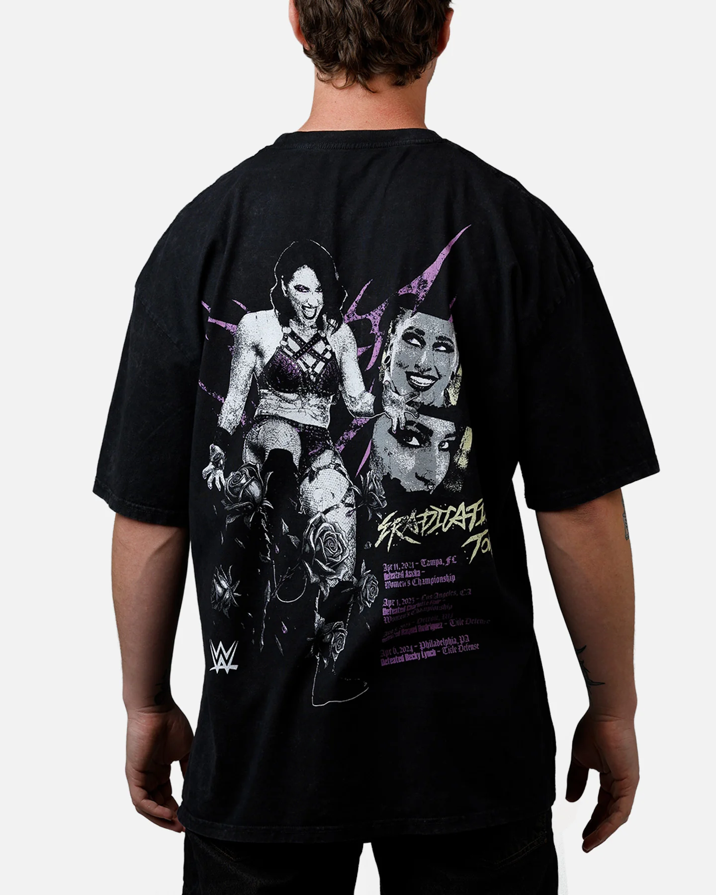 73Studio X WWE Wrestlemania 42 Rhea Ripley T-Shirt Black Acidwash - Image 2