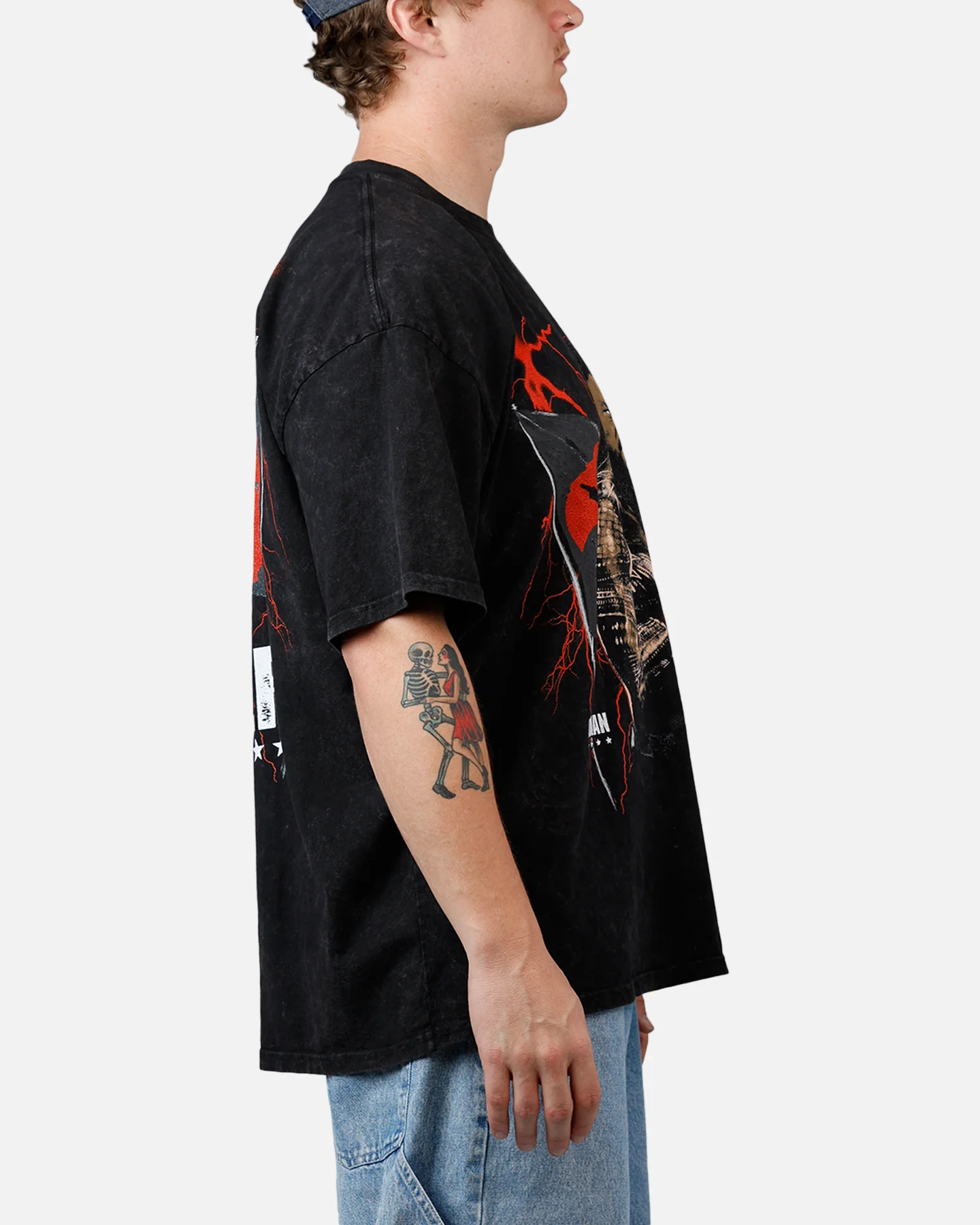 73Studio X WWE Wrestlemania 42 Roman Reigns T-Shirt Black Acidwash - Image 4