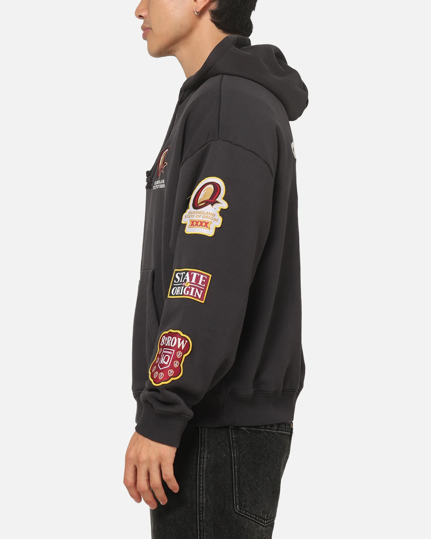 Mitchell & Ness Queensland Maroon 8 Straight Box Hoodie Washed Black - Image 6