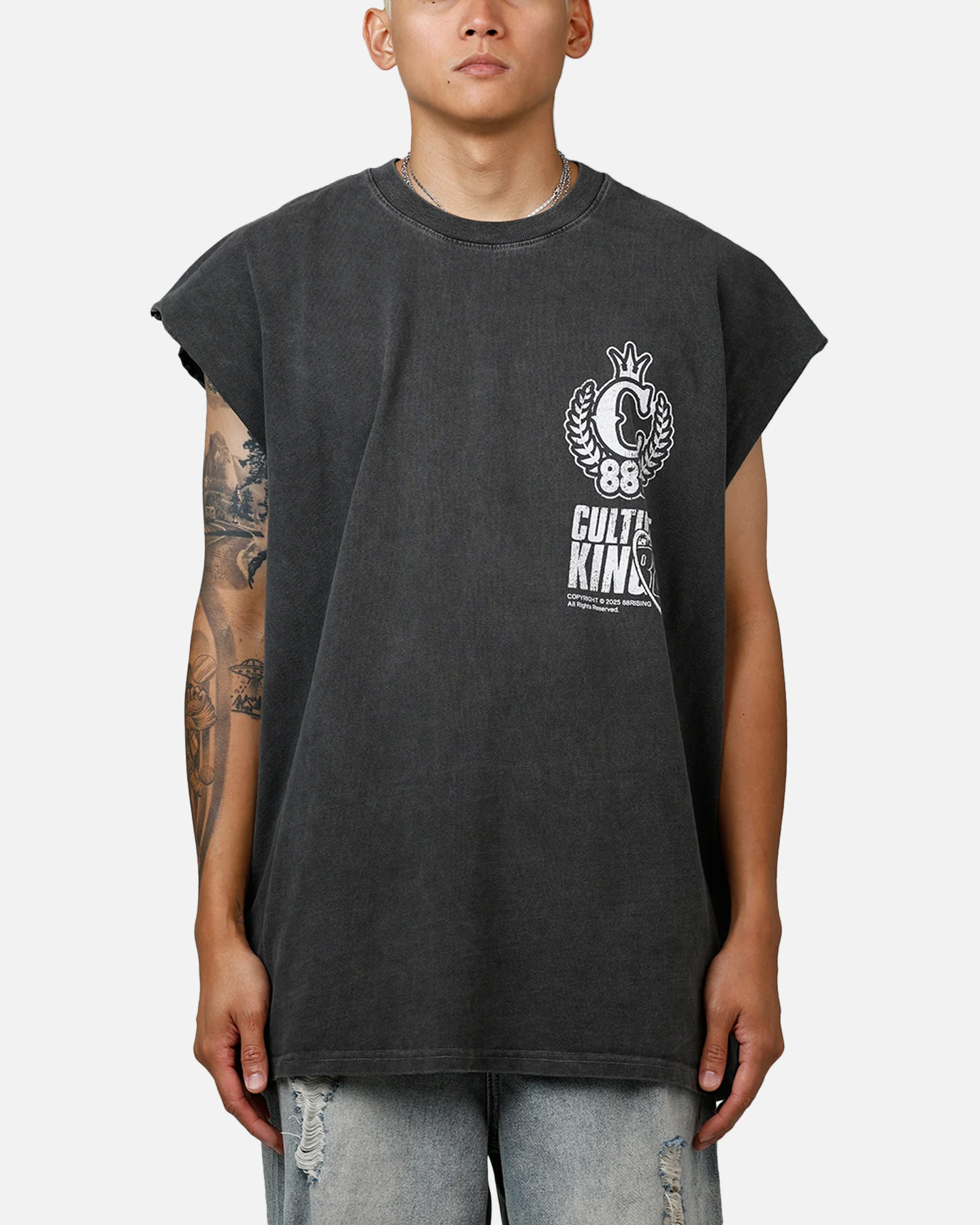 Culture Kings X 88Rising Degrees Muscle T-Shirt Black Wash - Image 2