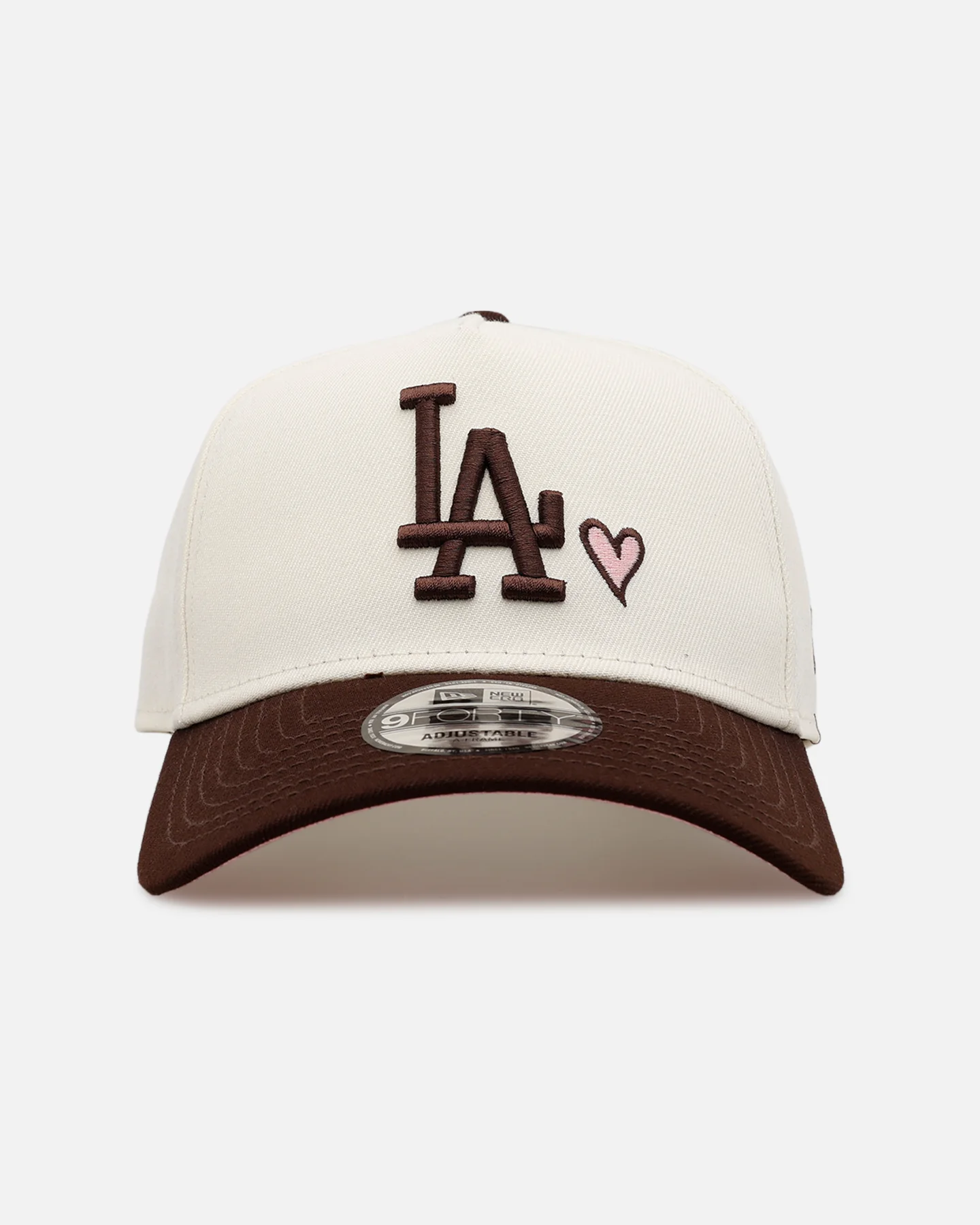 New Era Los Angeles Dodgers 'Pink Satin Pink Hearts Walnut' 9FORTY A-Frame Snapback Chrome/Walnut