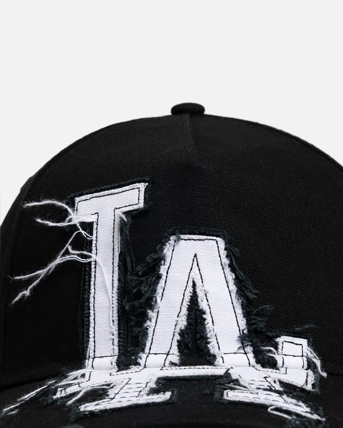 New Era Los Angeles Dodgers 'Applique Distressed' 9FORTY A-Frame Snapback Black/White - Image 5