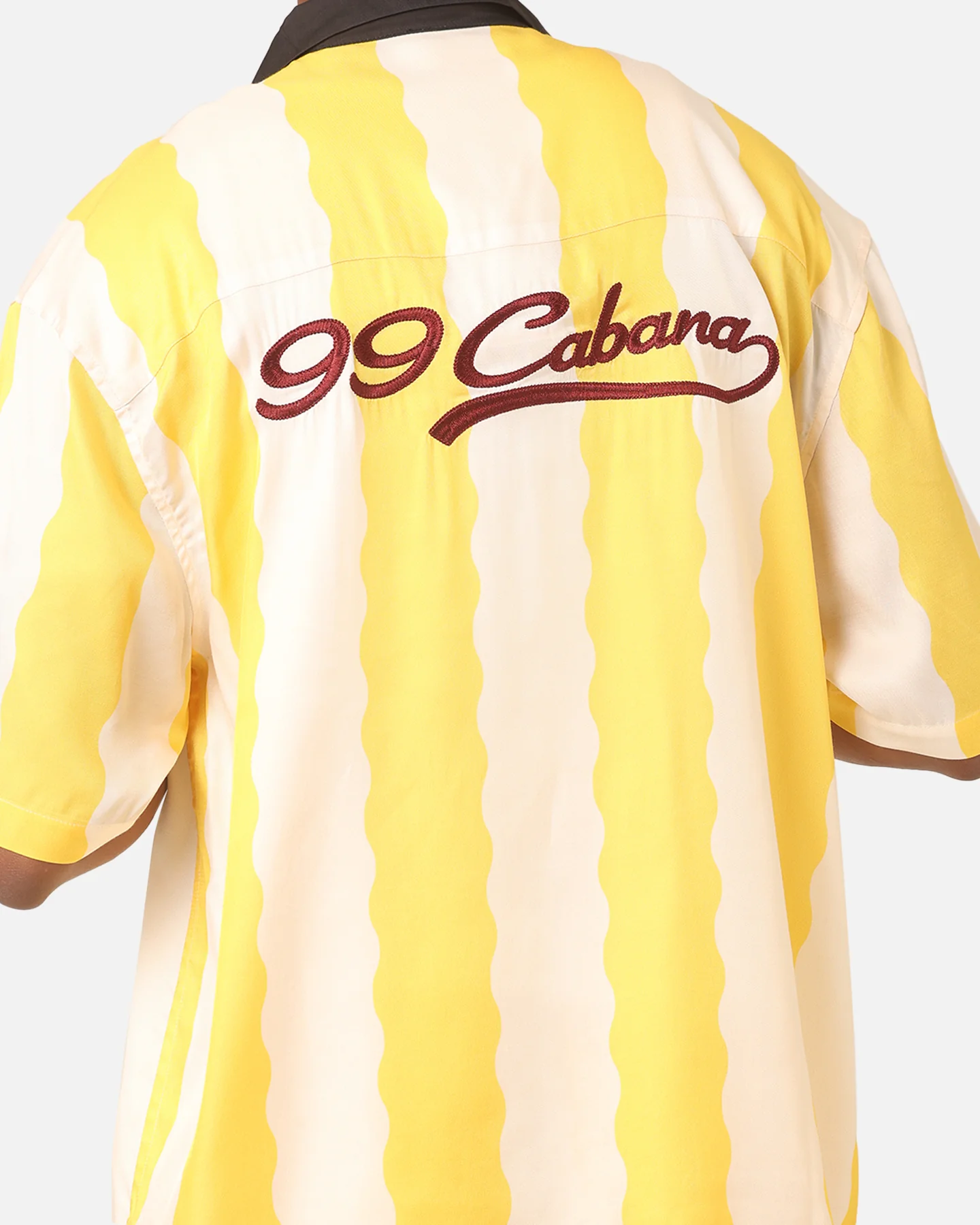 99 Cabana Bowling Short Sleeve Button Up Shirt Yellow/Off White - Image 10