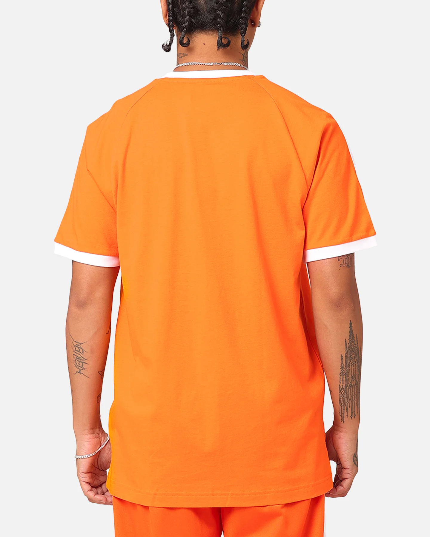 Adidas 3-Stripes T-Shirt Orange - Image 3