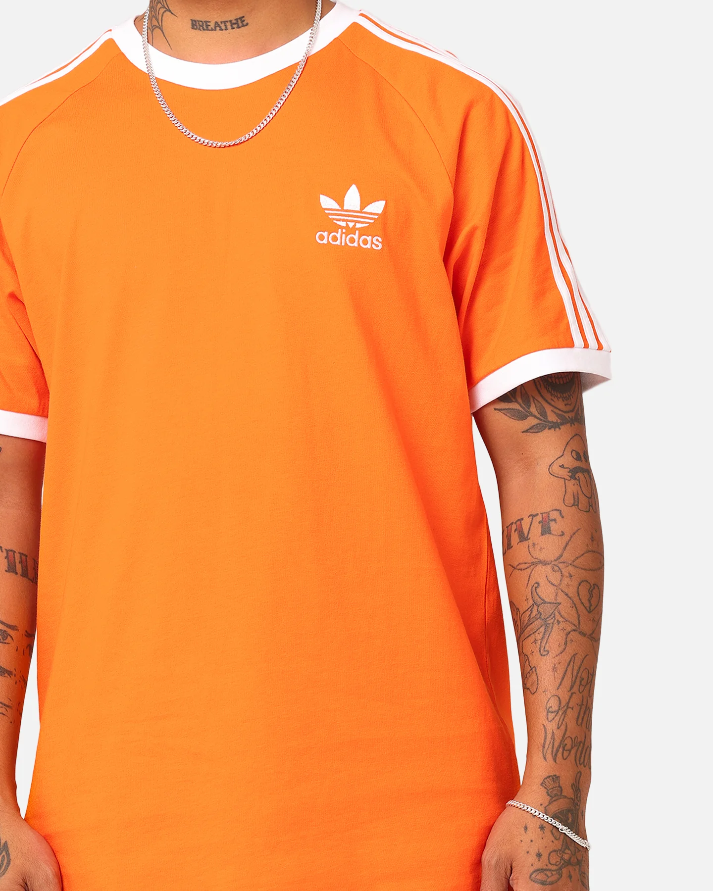 Adidas 3-Stripes T-Shirt Orange - Image 4