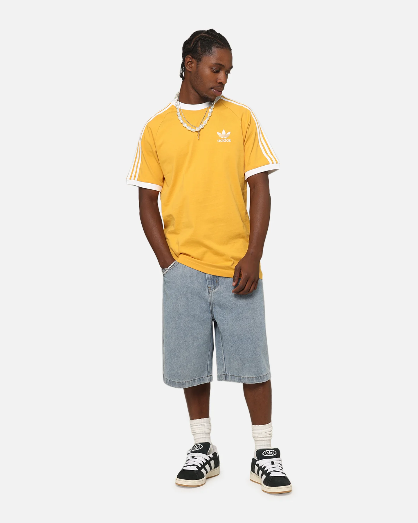 Adidas Classics 3-Stripes T-Shirt Yellow - Image 2