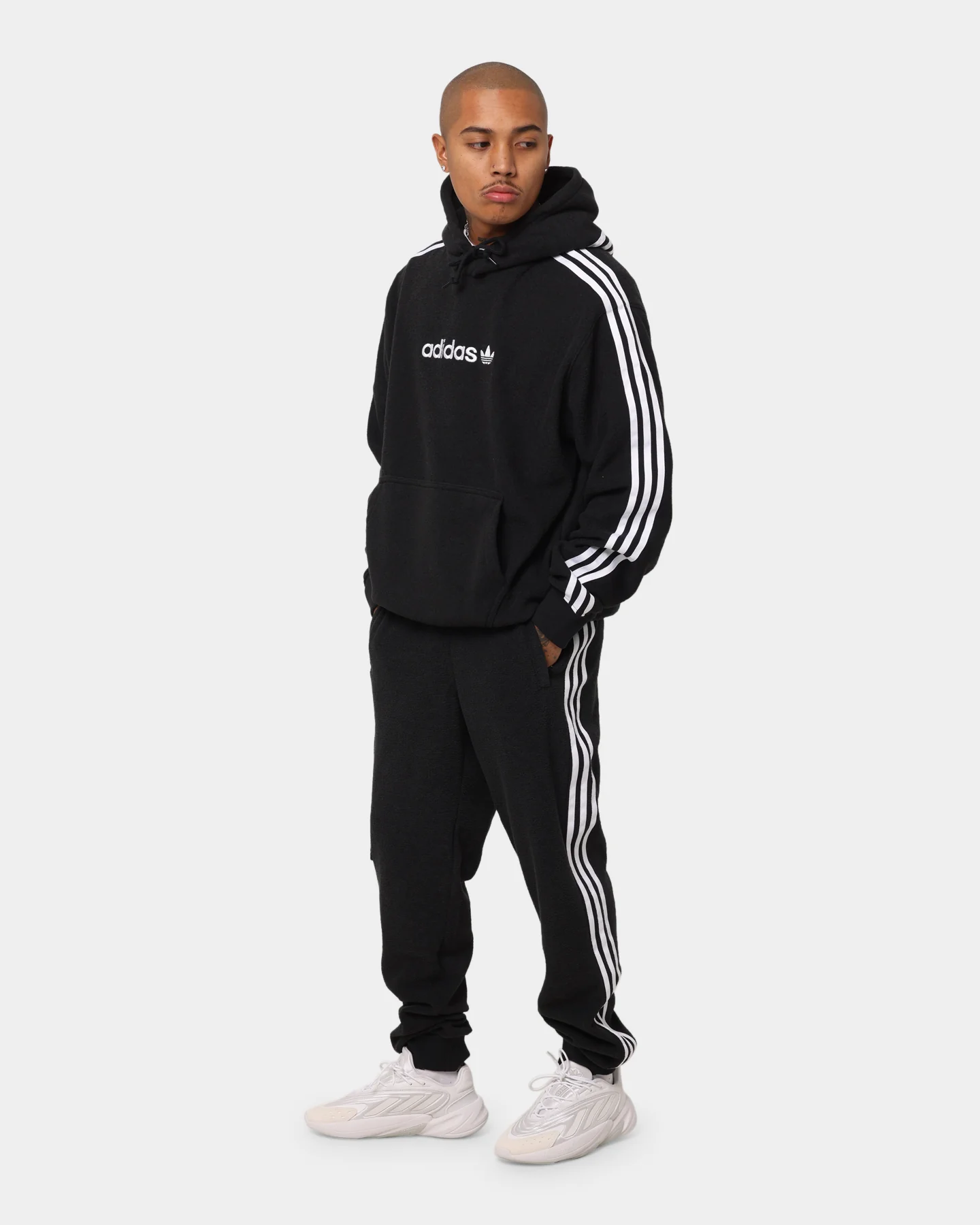 Adidas Comfort 3 Stripe Track Pants Black/White - Image 2