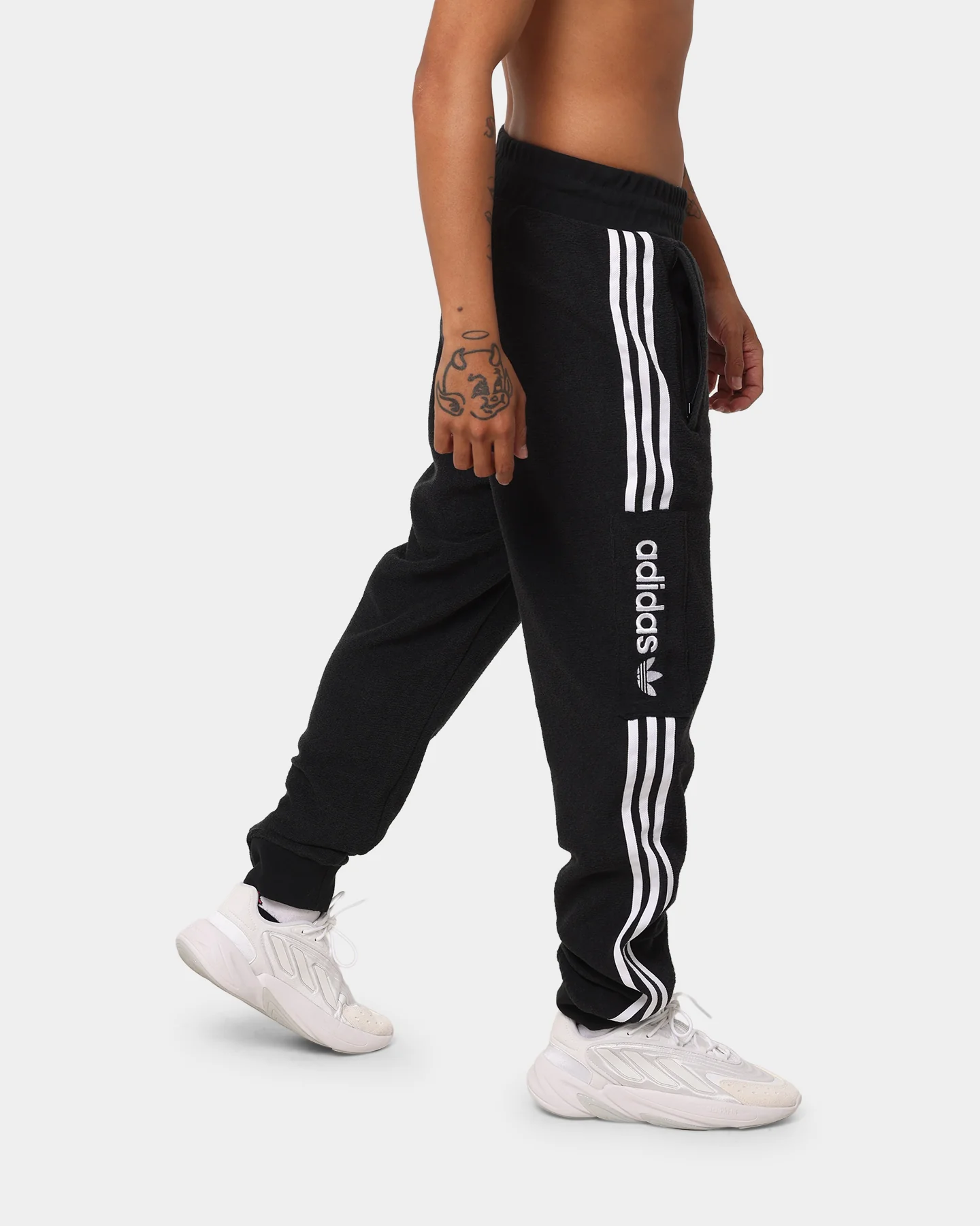 Adidas Comfort 3 Stripe Track Pants Black/White - Image 5