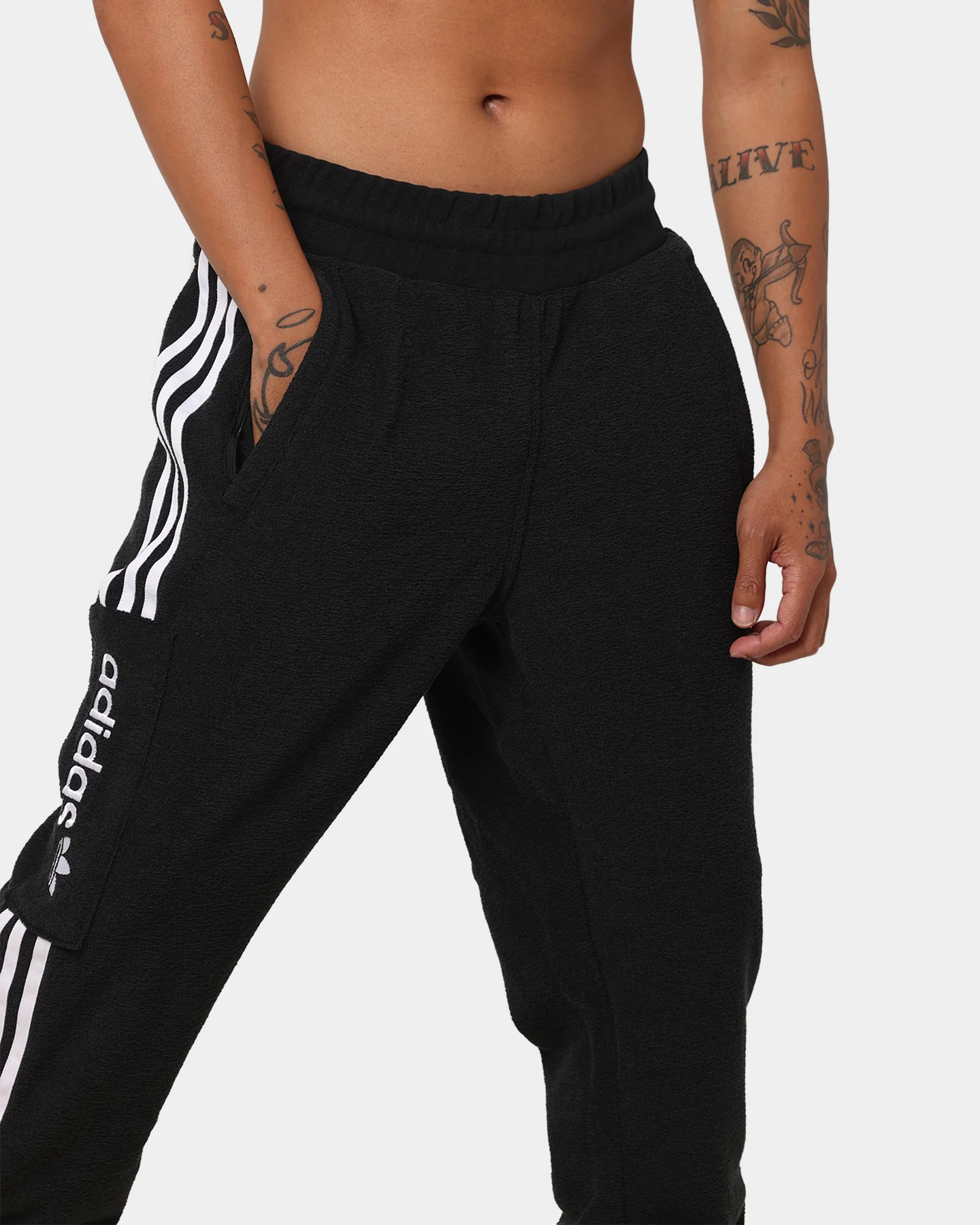 Adidas Comfort 3 Stripe Track Pants Black/White - Image 7