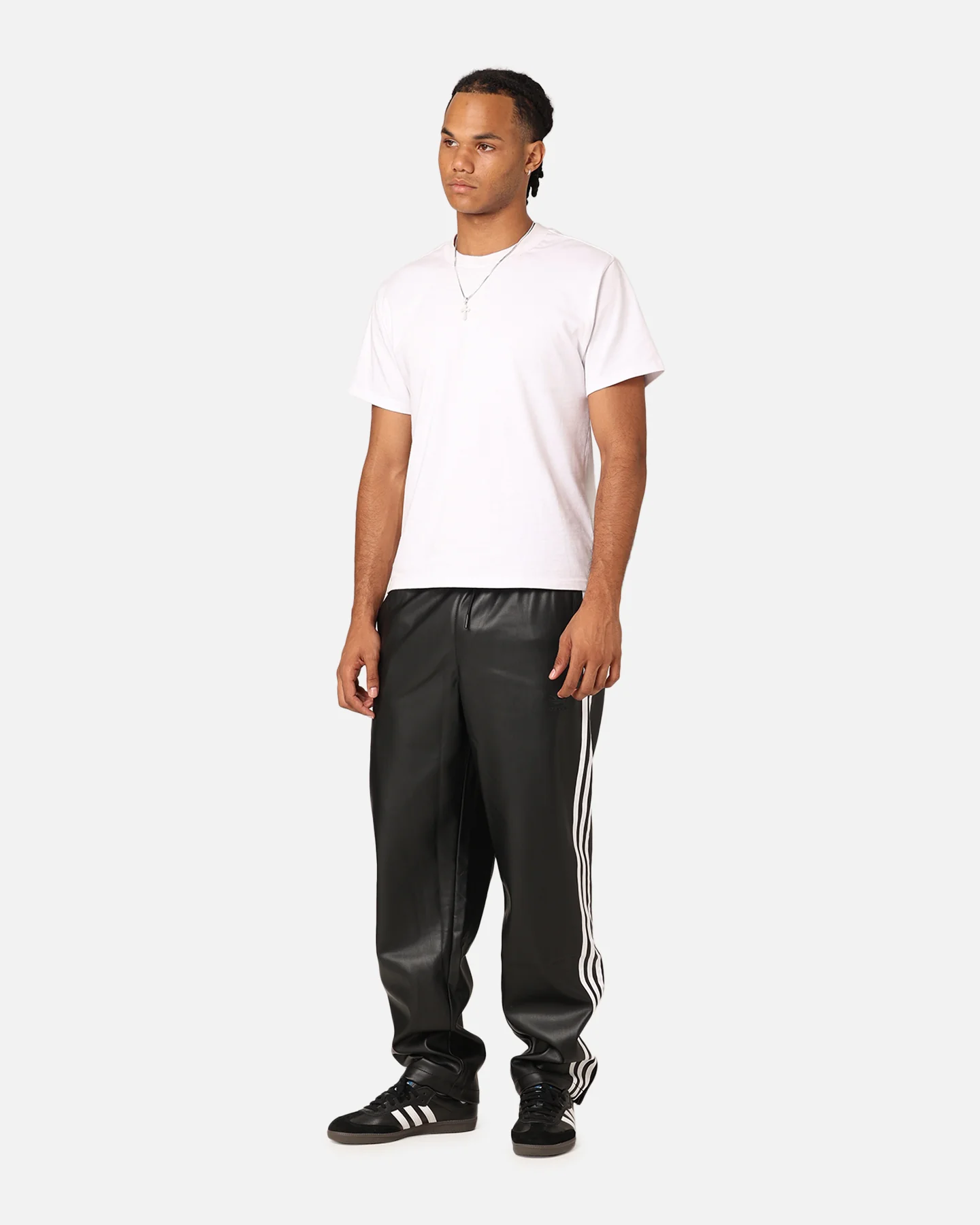 Adidas Faux Leather Adicolour 3-Stripes Firebird Track Suit Pants Black - Image 2