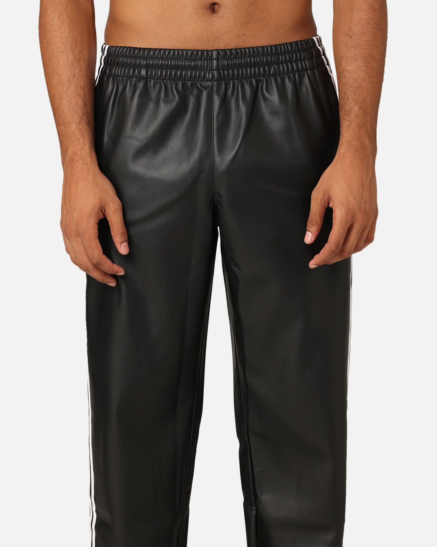 Adidas Faux Leather Adicolour 3-Stripes Firebird Track Suit Pants Black - Image 7