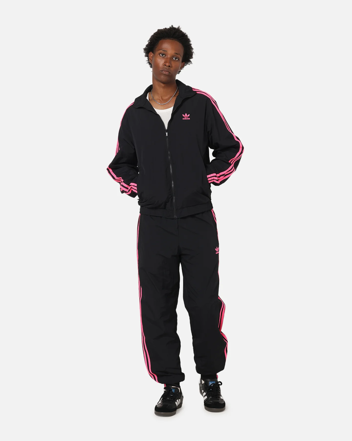 Adidas Firebird Track Jacket Black/Lucid Pink - Image 2