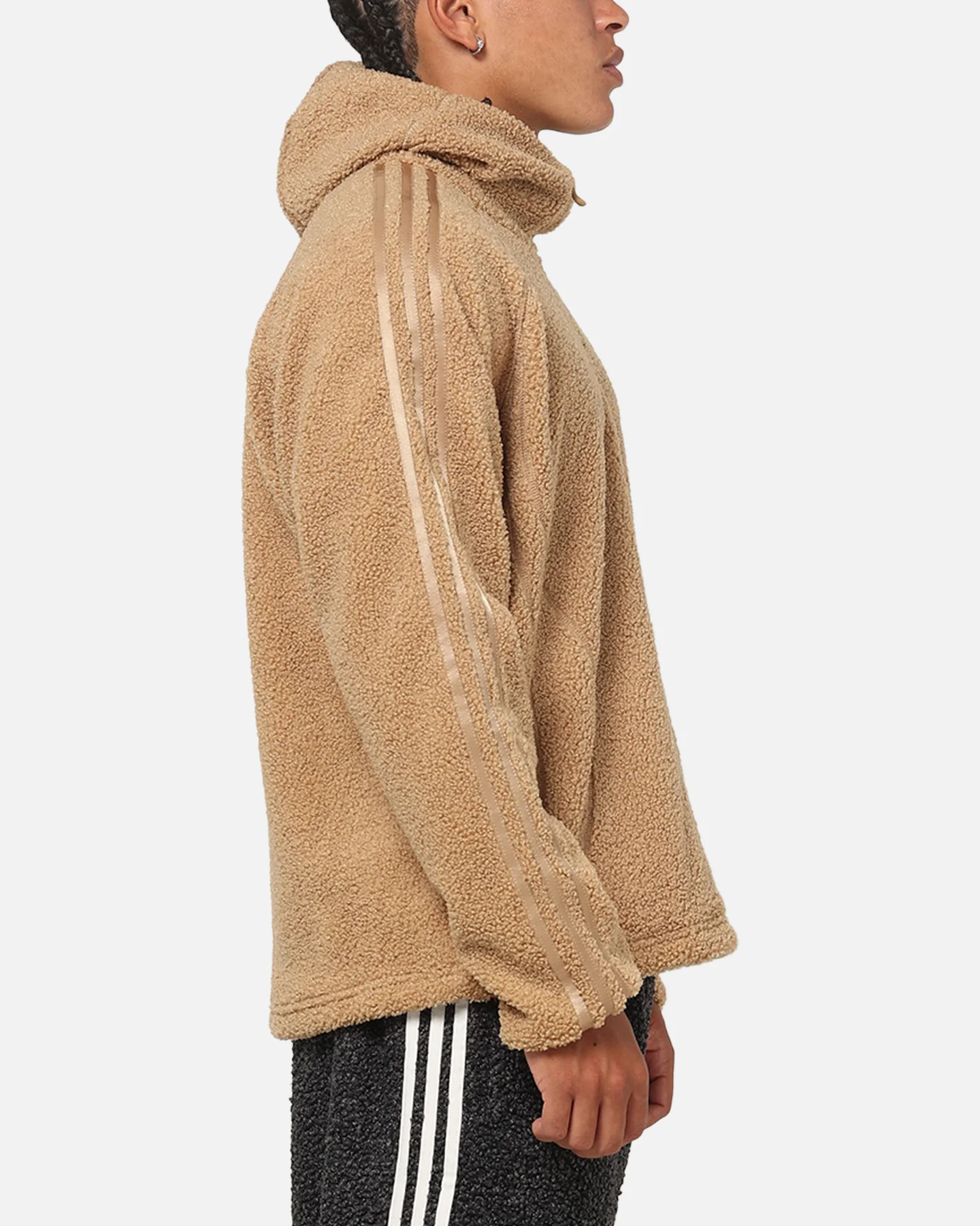 Adidas Fleece Teamgeist 1/4 Zip Hoodie Cardboard - Image 5