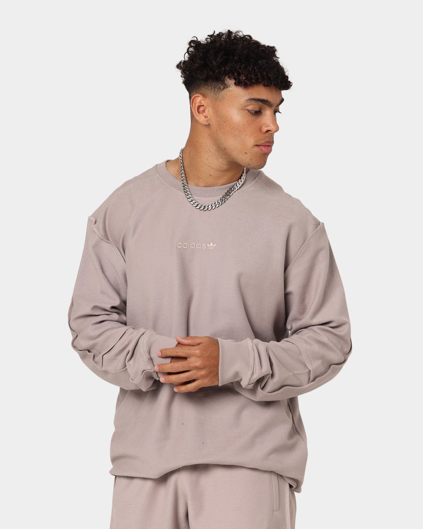 Adidas Loopback Crewneck Vapour Grey - Image 2