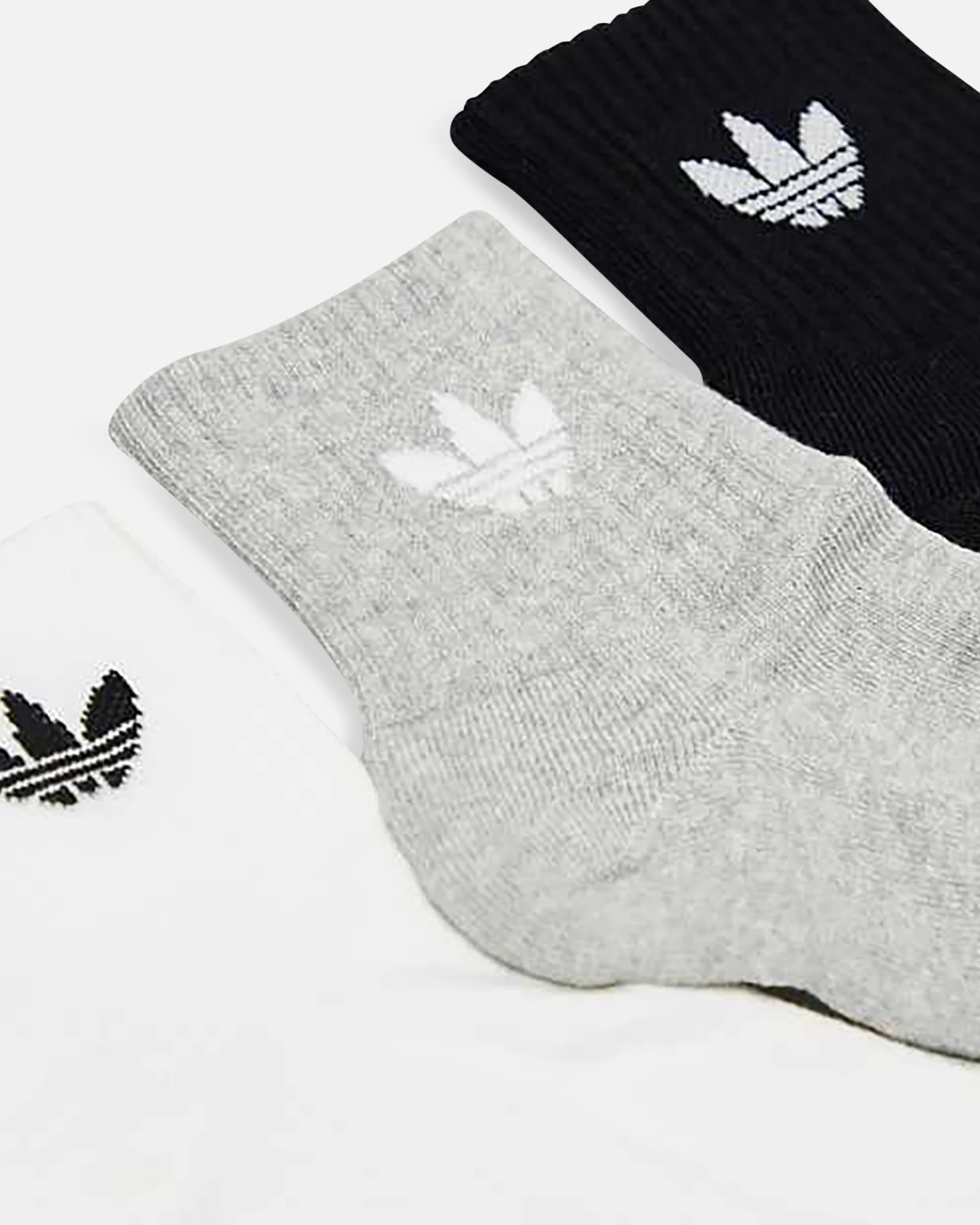 Adidas Mid Crew Socks 3 Pack White/Grey/Black - Image 2