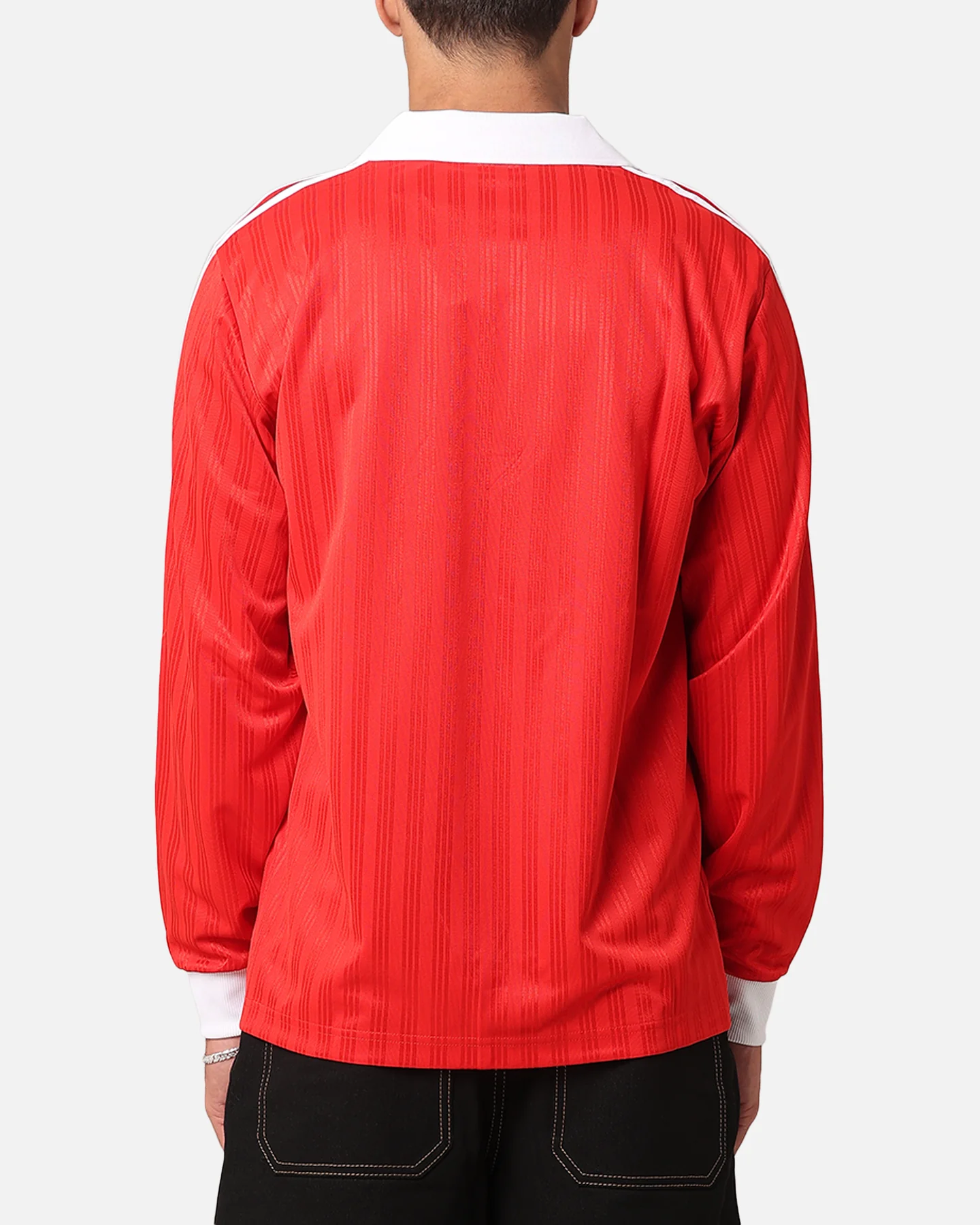 Adidas Pique Long Sleeve Football Polo Shirt Better Scarlet - Image 3
