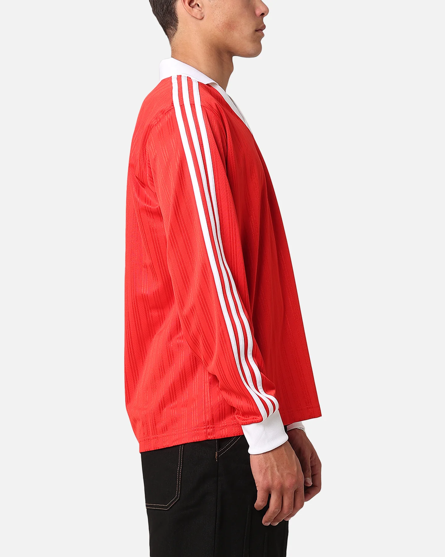 Adidas Pique Long Sleeve Football Polo Shirt Better Scarlet - Image 4