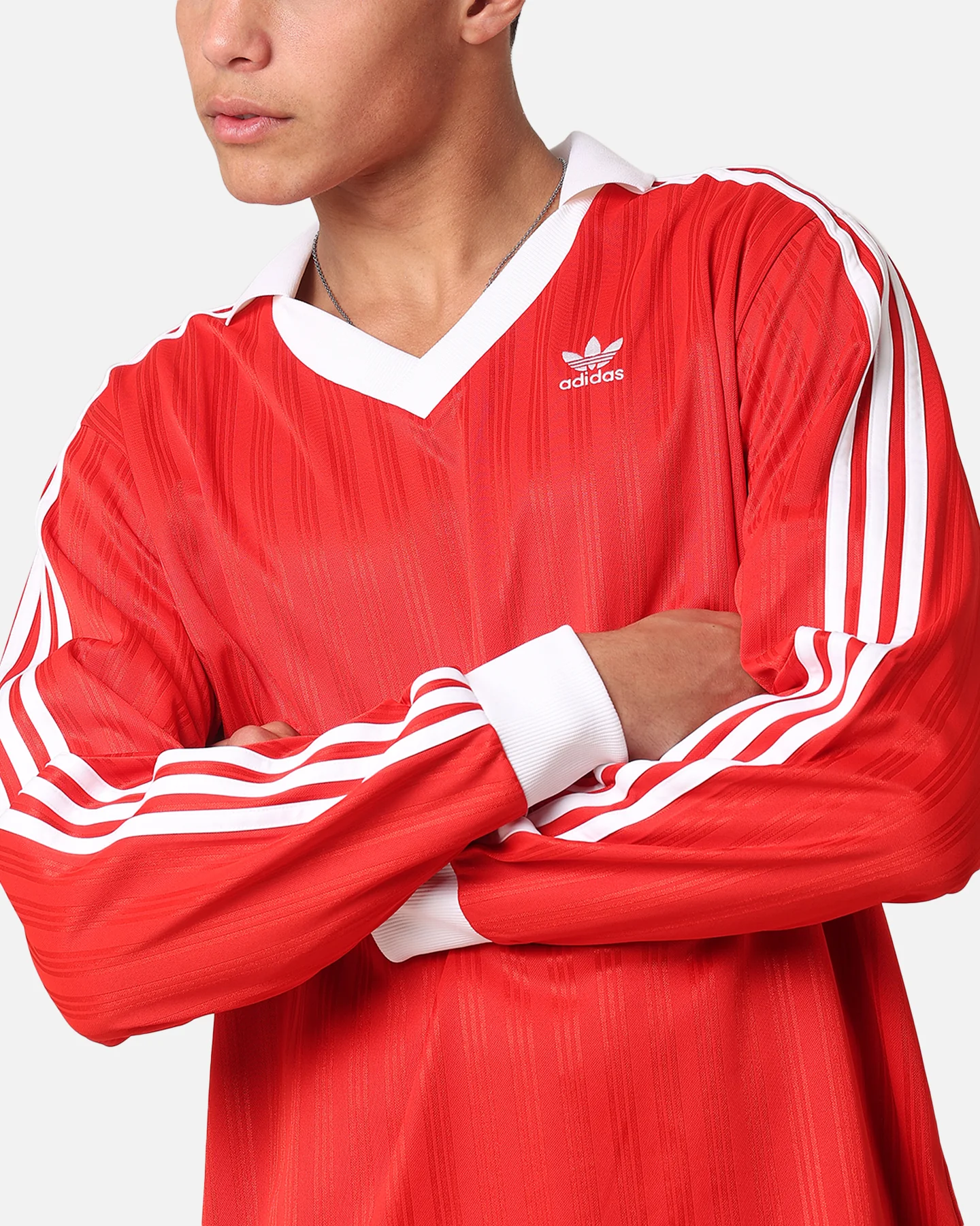 Adidas Pique Long Sleeve Football Polo Shirt Better Scarlet - Image 6