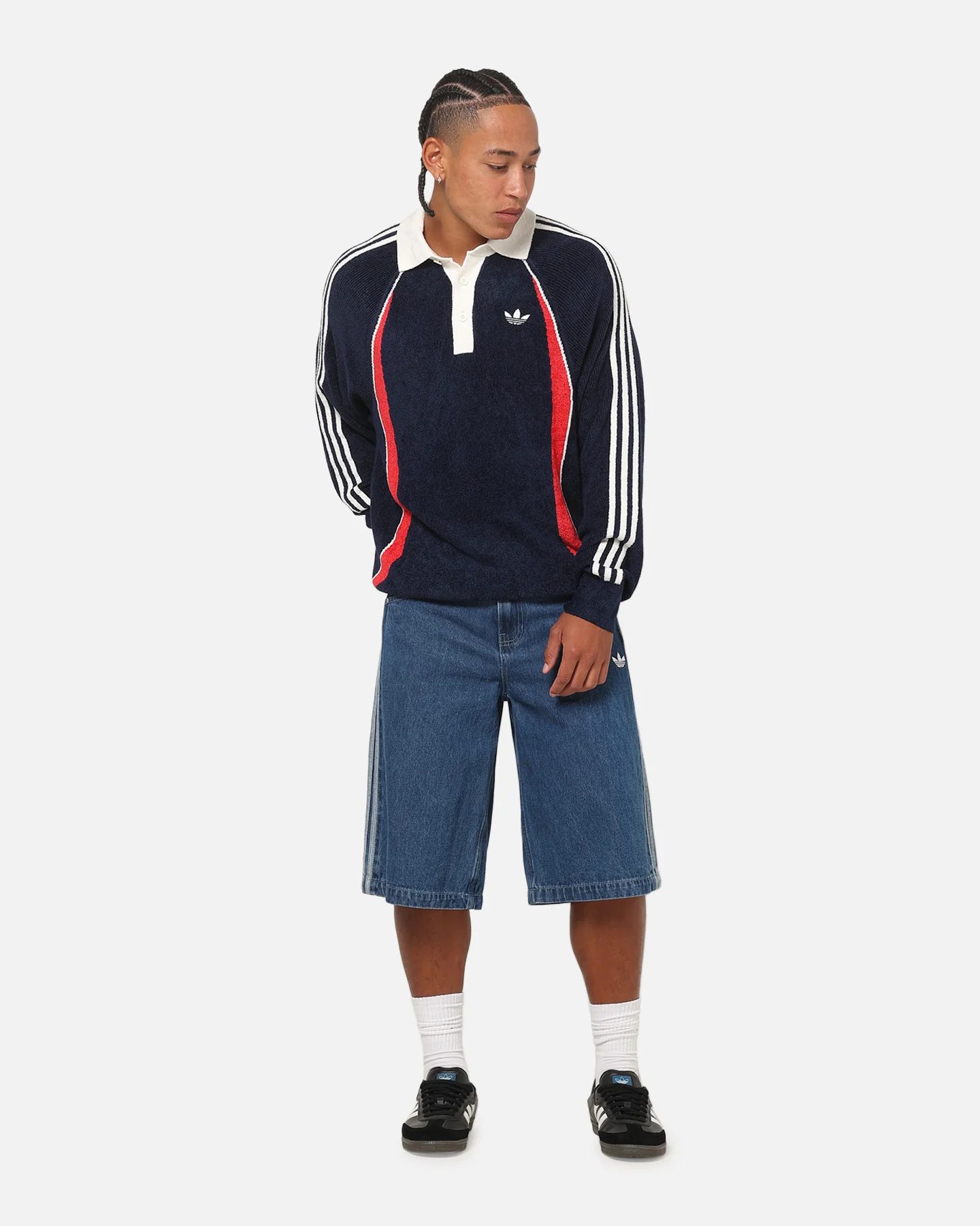 Adidas Retro Remix Teamgeist Long Sleeve Polo Night Indigo - Image 2