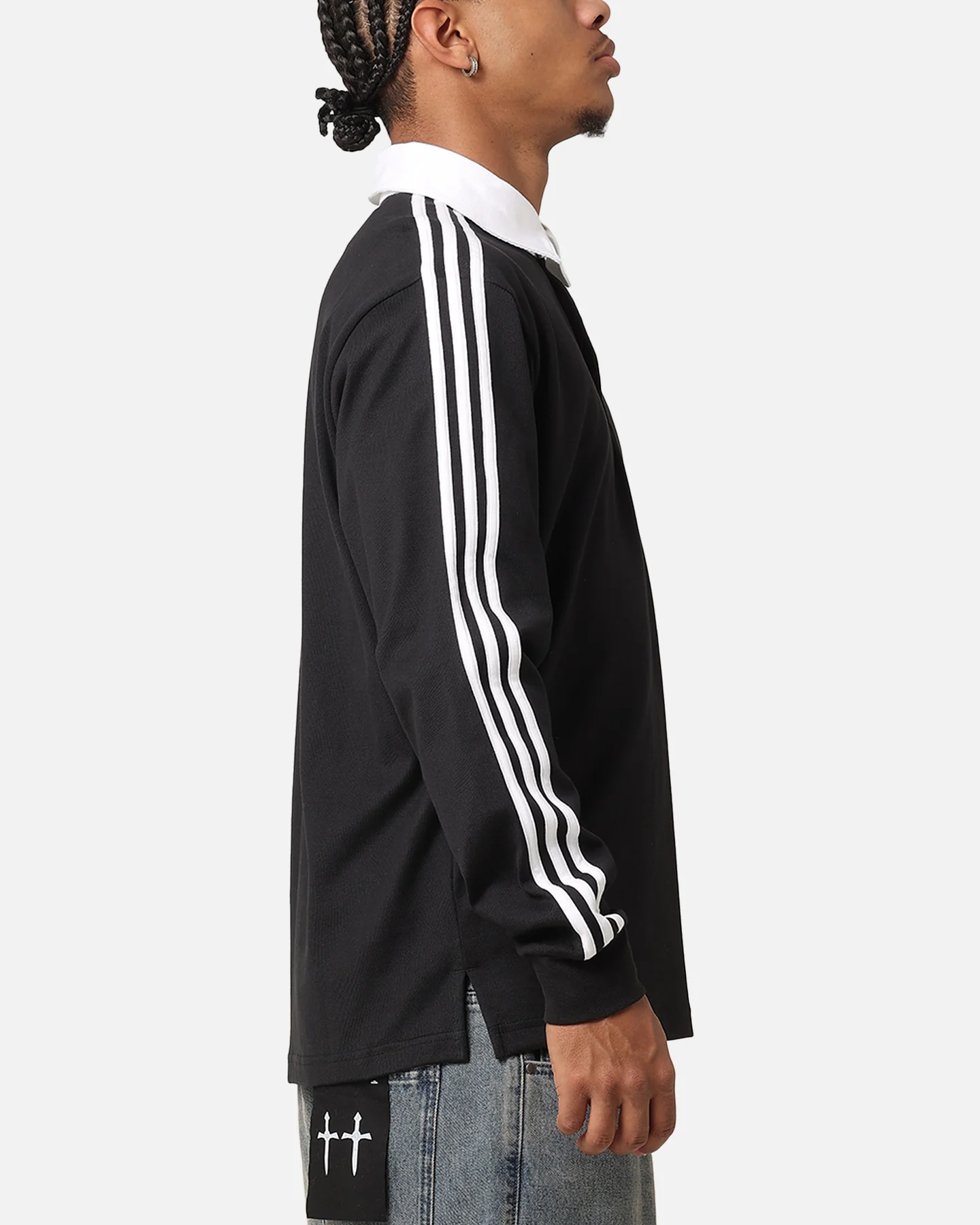 Adidas Rugby Polo Shirt Black - Image 4