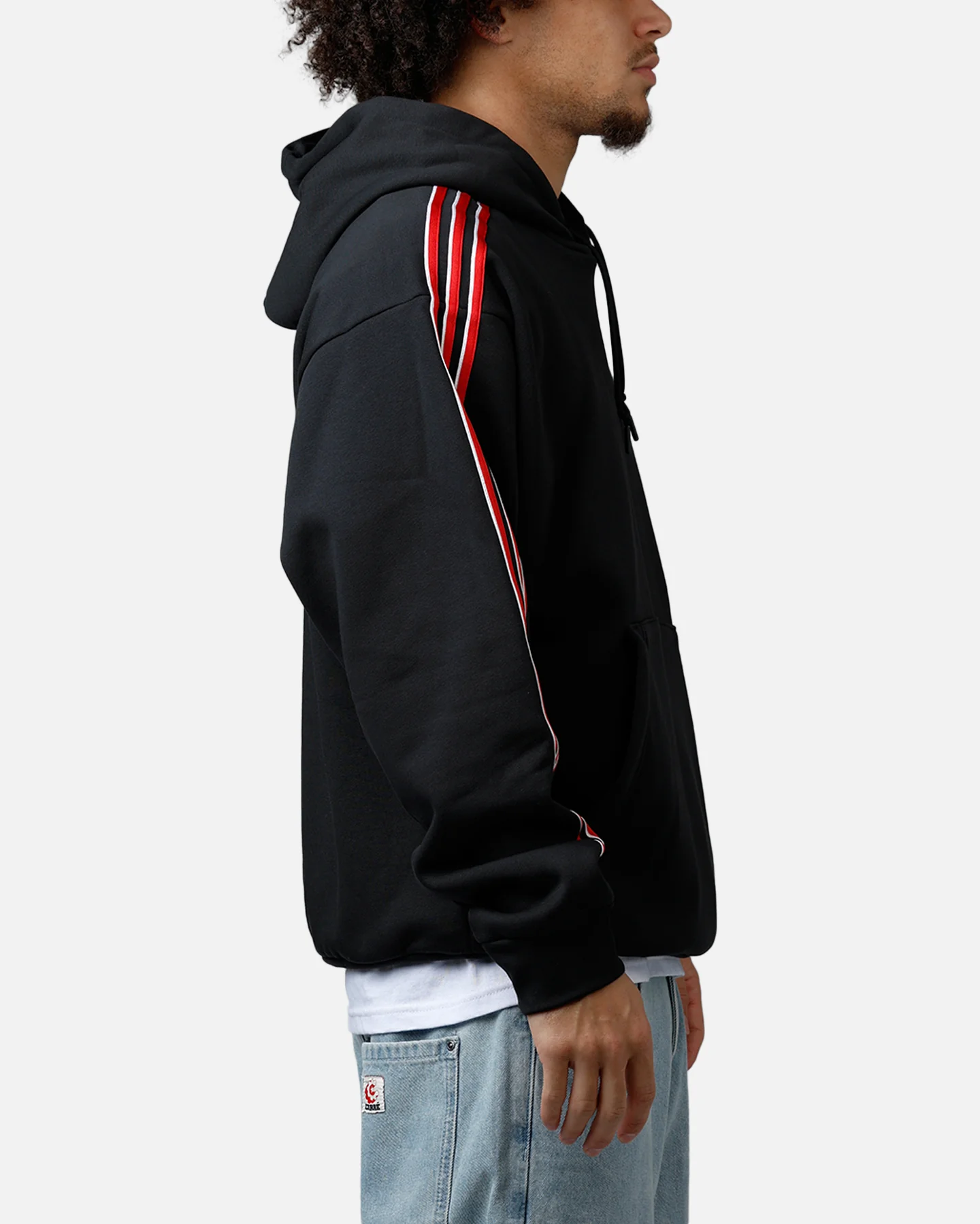Adidas Three Stripes Hoodie Black/Red - Image 4