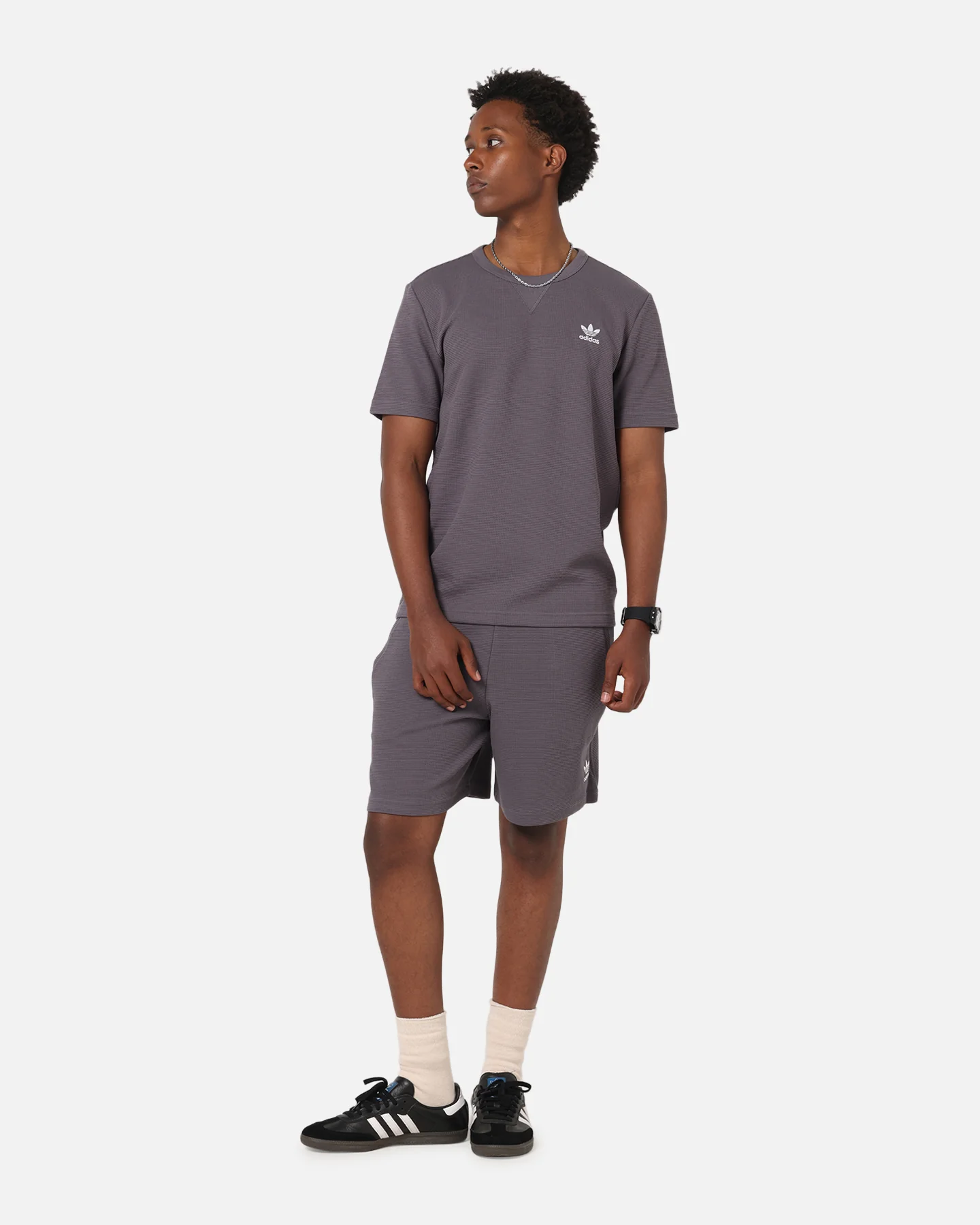 Adidas Trefoil Essentials Waffle Shorts Grey Strata - Image 2
