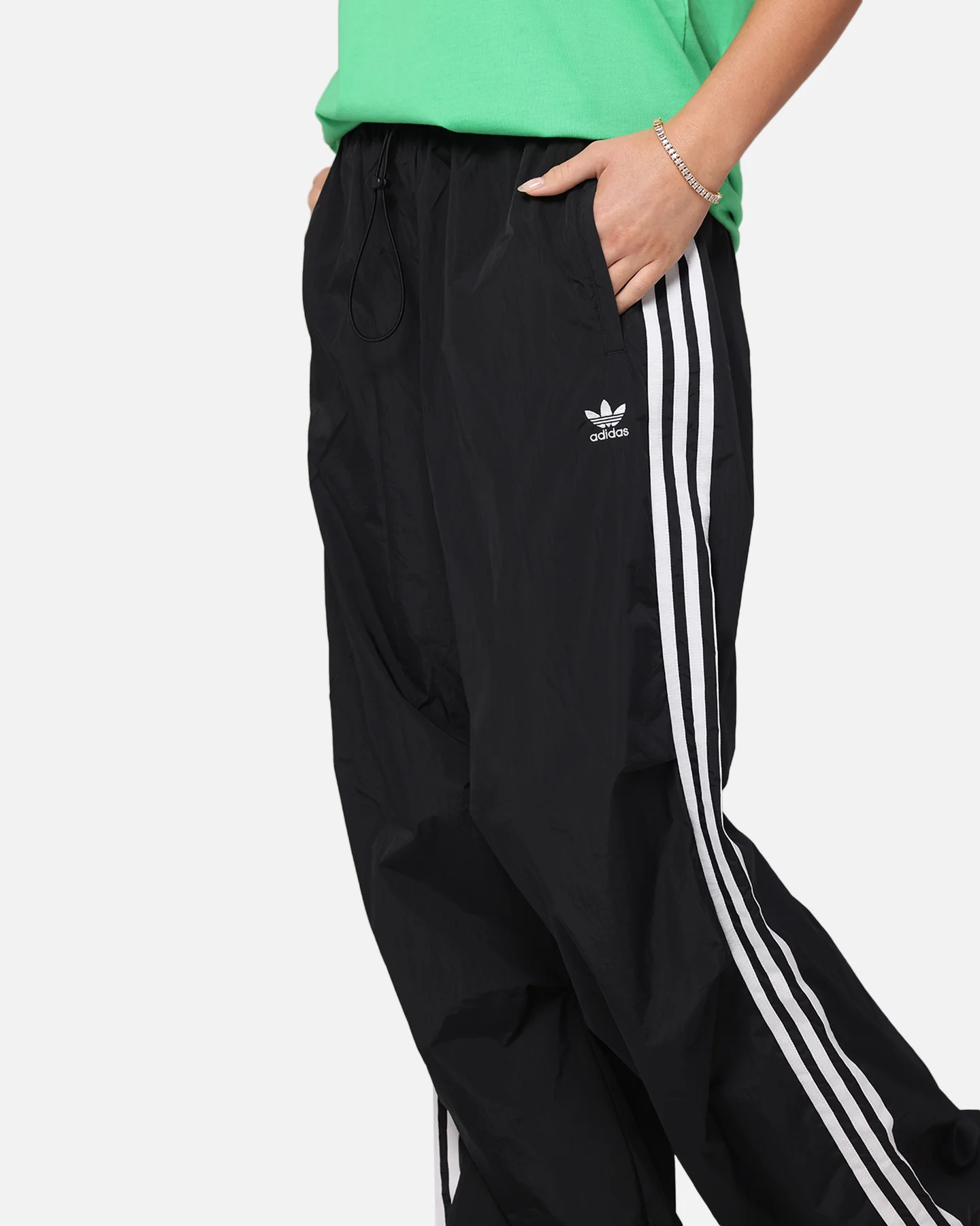 Adidas Women's 3-Stripes Parachute Pants Black - Image 3