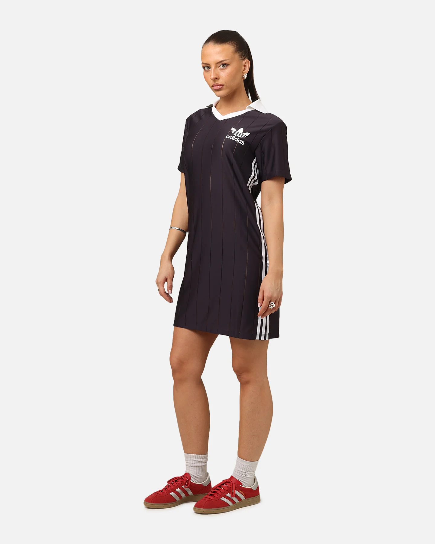 Adidas Women's 3-Stripes Pinstripe Dress Aurora Black - Image 5
