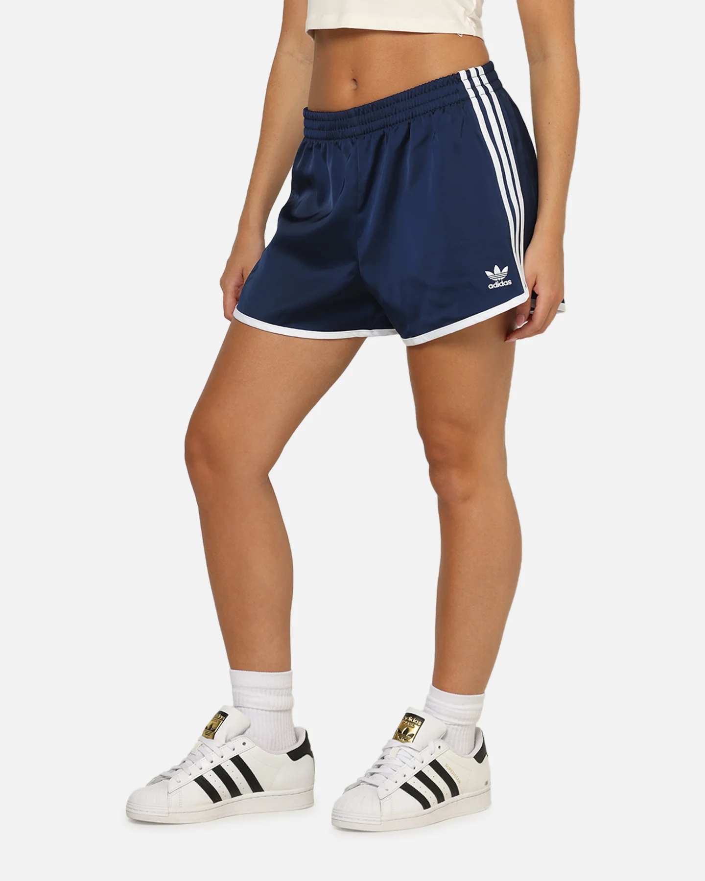 Adidas Women's Adicolor 3-Stripes Sprinter Shorts Indigo/White - Image 6