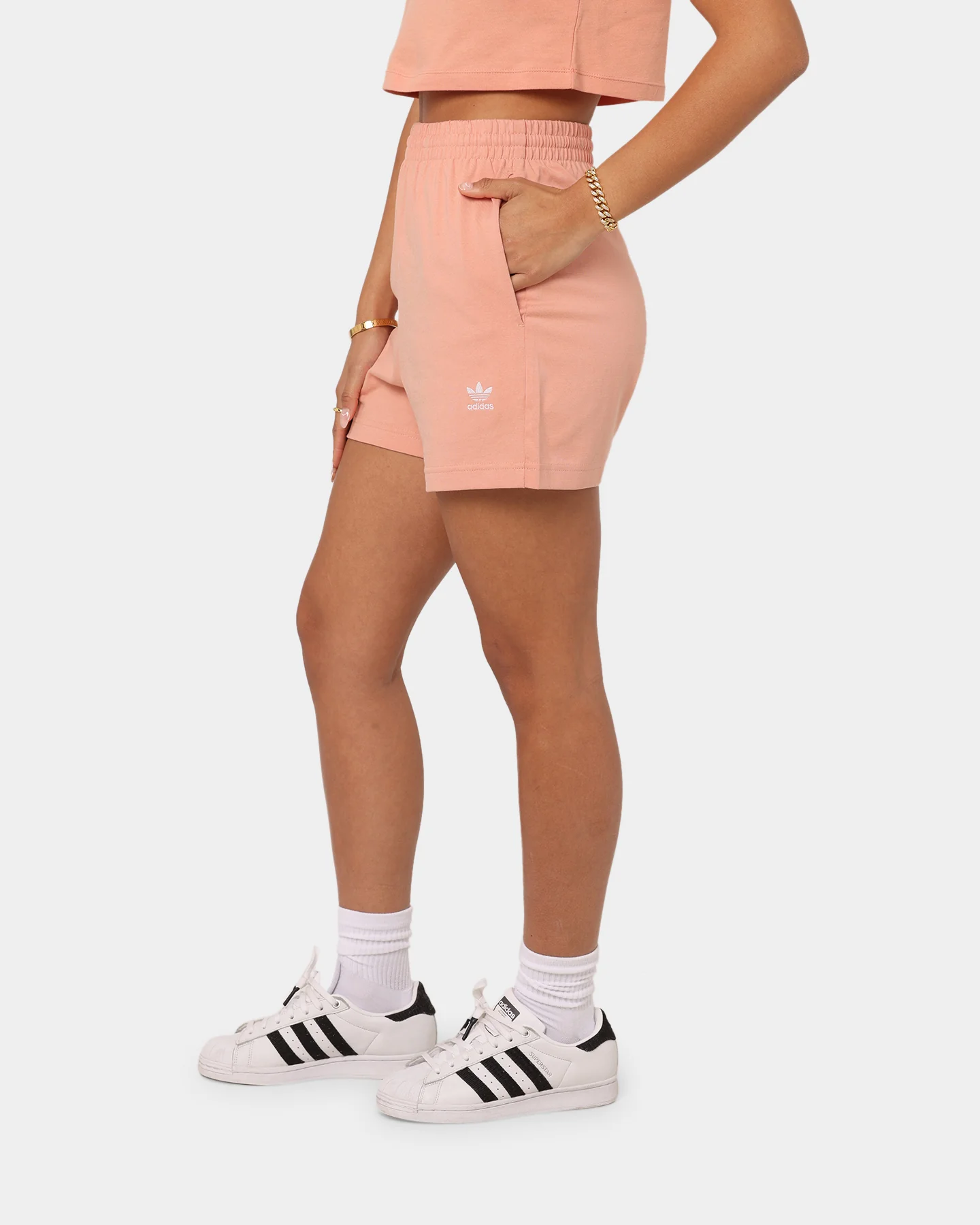 Adidas Women's Adicolour Essentials Shorts Blush - Image 6