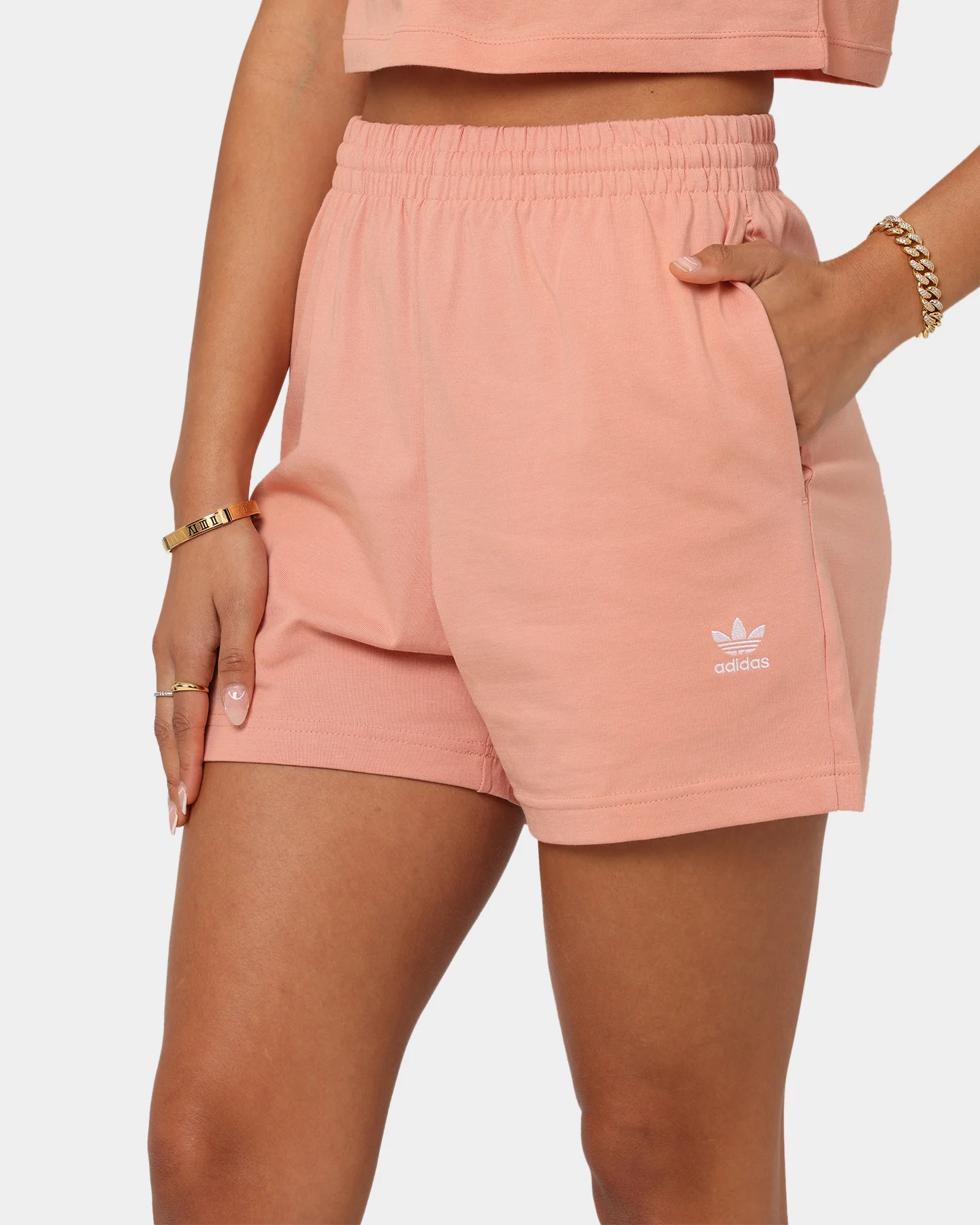 Adidas Women's Adicolour Essentials Shorts Blush - Image 7