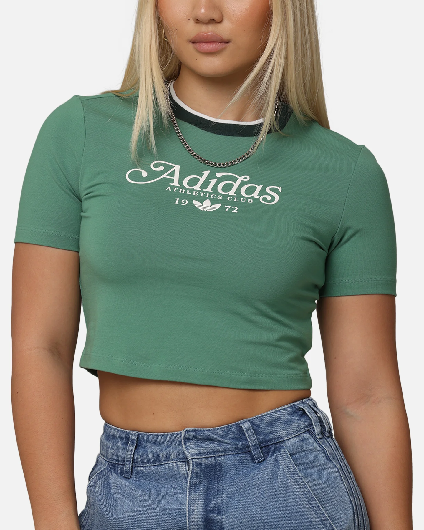 Adidas Women's Graphic Baby T-Shirt Preloved Green - Image 6
