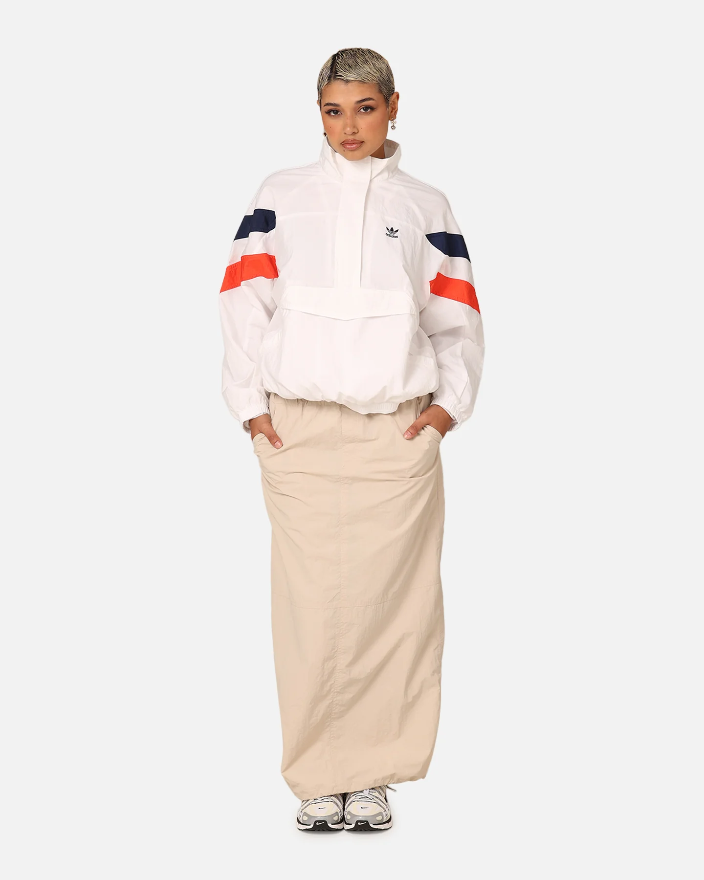 Adidas Women's Half-Zip Windbreaker Jacket Cloud White - Image 2