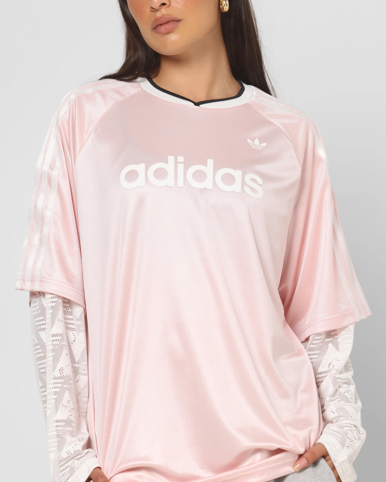 Adidas Women's Lace Long Sleeve Jersey Pink - Image 6
