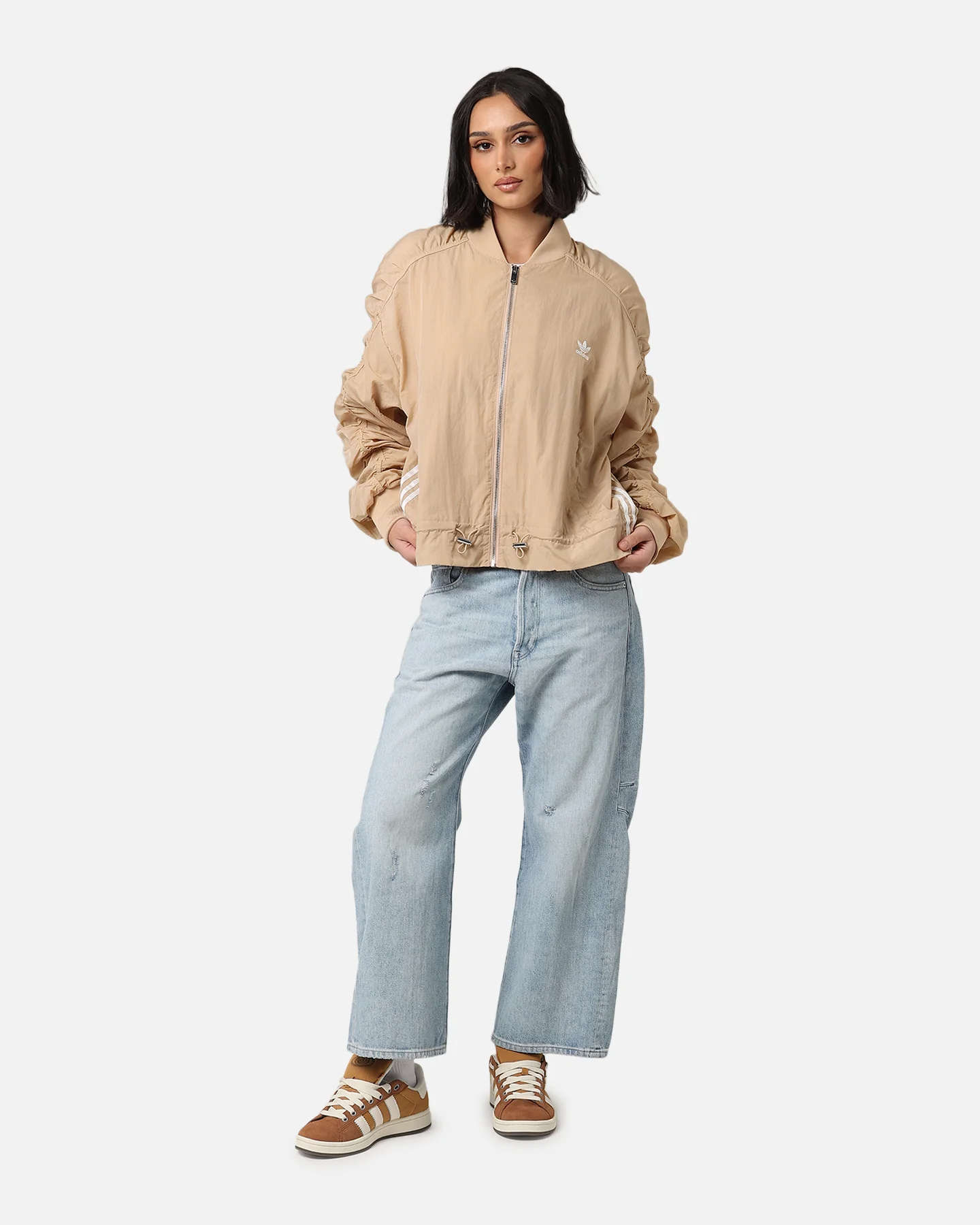 Adidas Women's Light Weight Bomber Jacket Magic Beige - Image 6