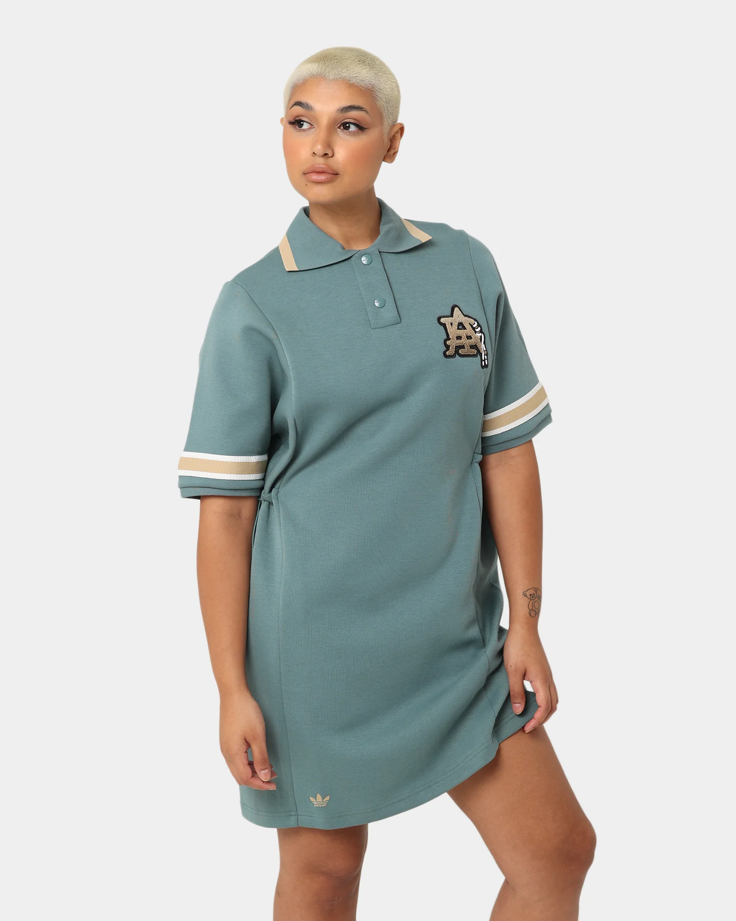 Adidas Women's Modern Collegiate Polo Dress Hazy Emerald - Image 5