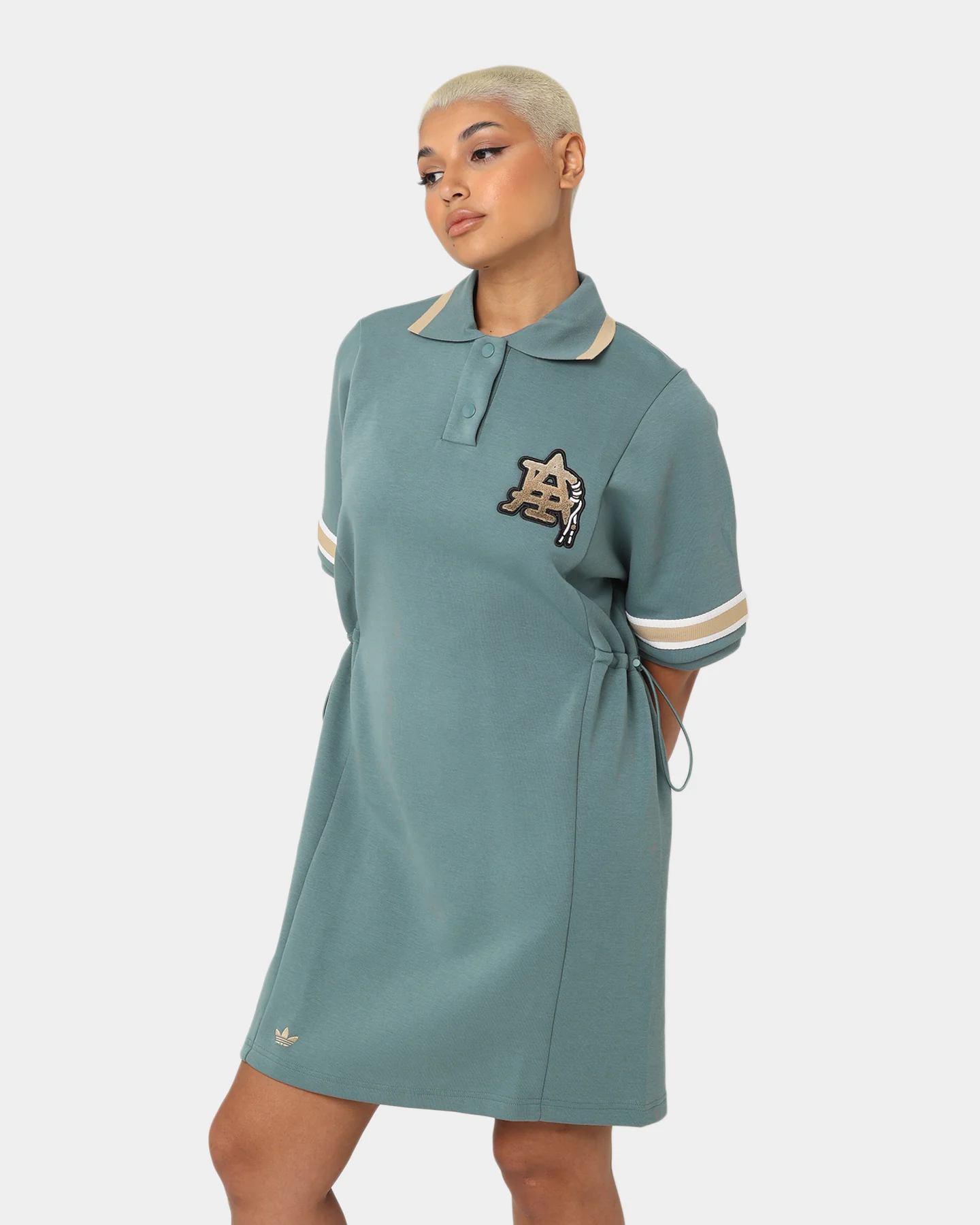 Adidas Women's Modern Collegiate Polo Dress Hazy Emerald - Image 6