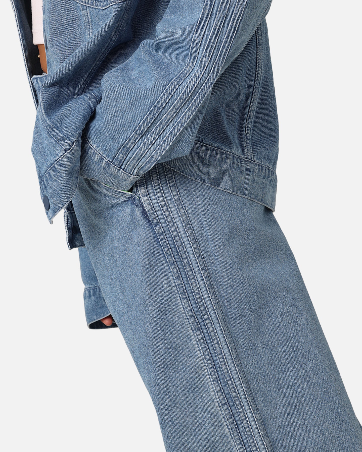 Adidas X KSENIASCHNAIDER Women's 3-Stripe Jeans Light Denim - Image 4